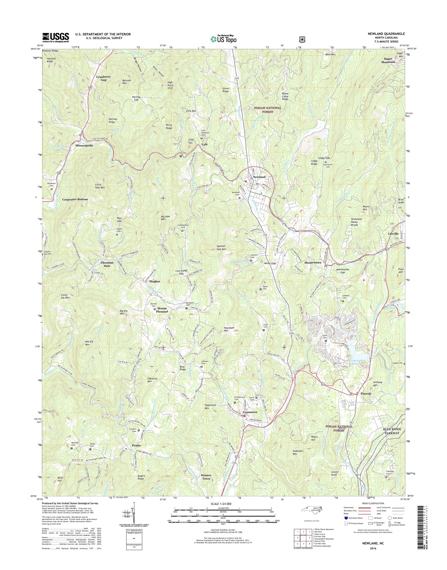 MyTopo Newland, North Carolina USGS Quad Topo Map