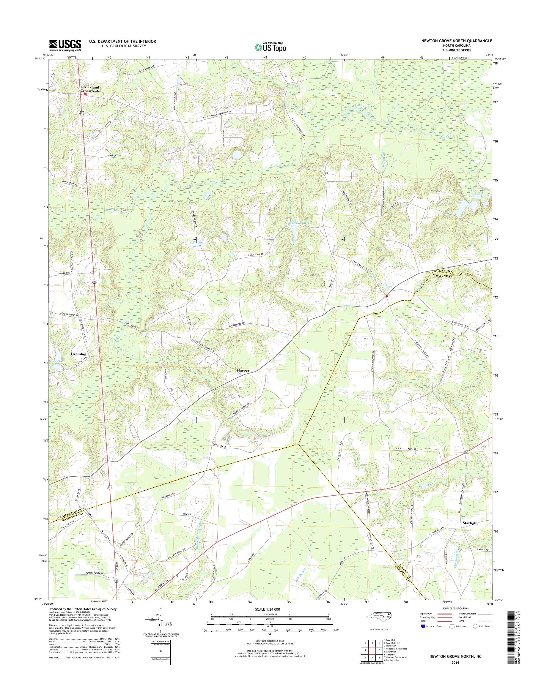 MyTopo Newton Grove North, North Carolina USGS Quad Topo Map