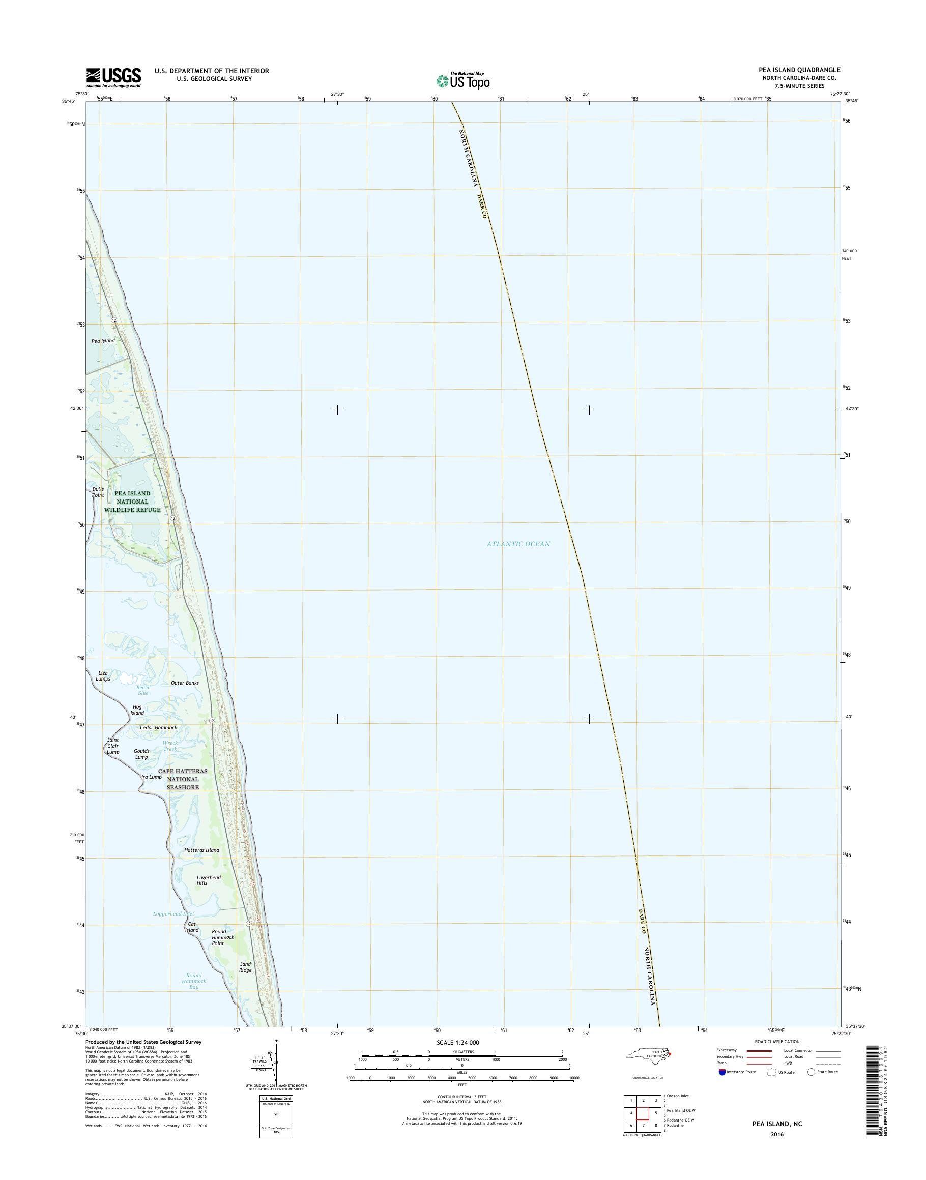 MyTopo Pea Island, North Carolina USGS Quad Topo Map