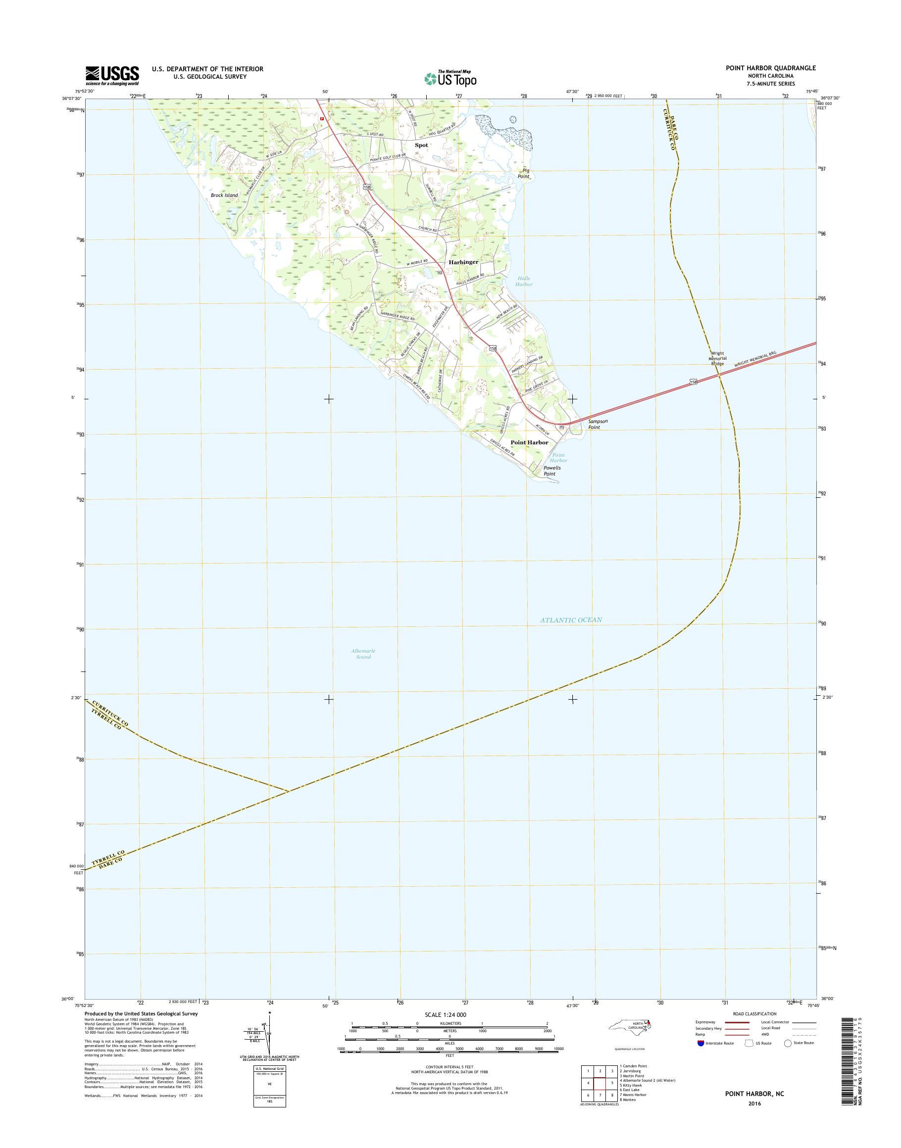 MyTopo Point Harbor, North Carolina USGS Quad Topo Map