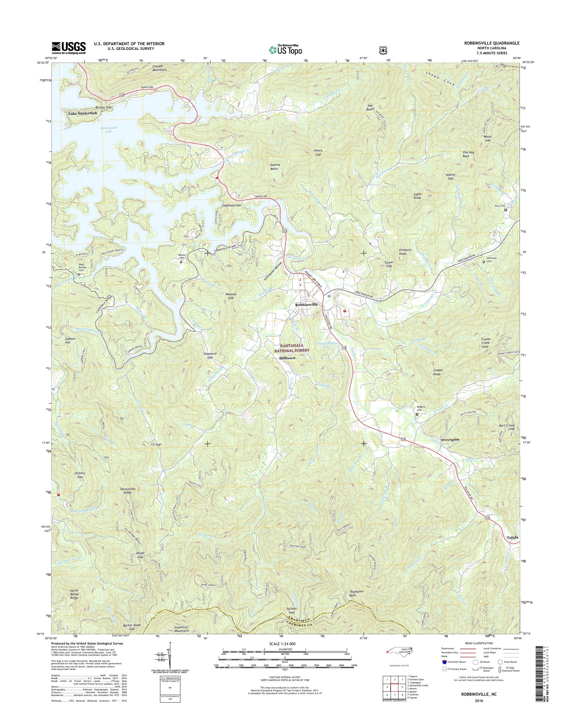 MyTopo Robbinsville, North Carolina USGS Quad Topo Map
