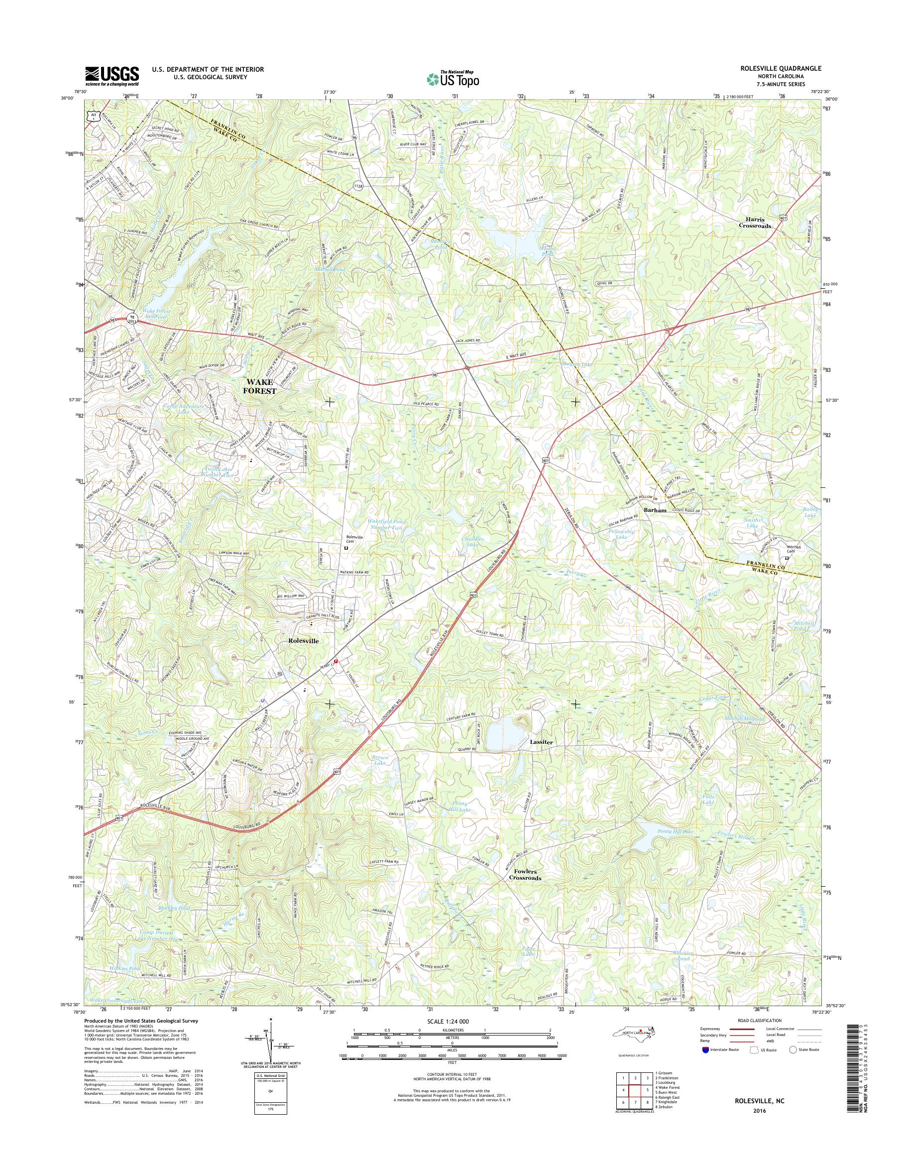 MyTopo Rolesville, North Carolina USGS Quad Topo Map