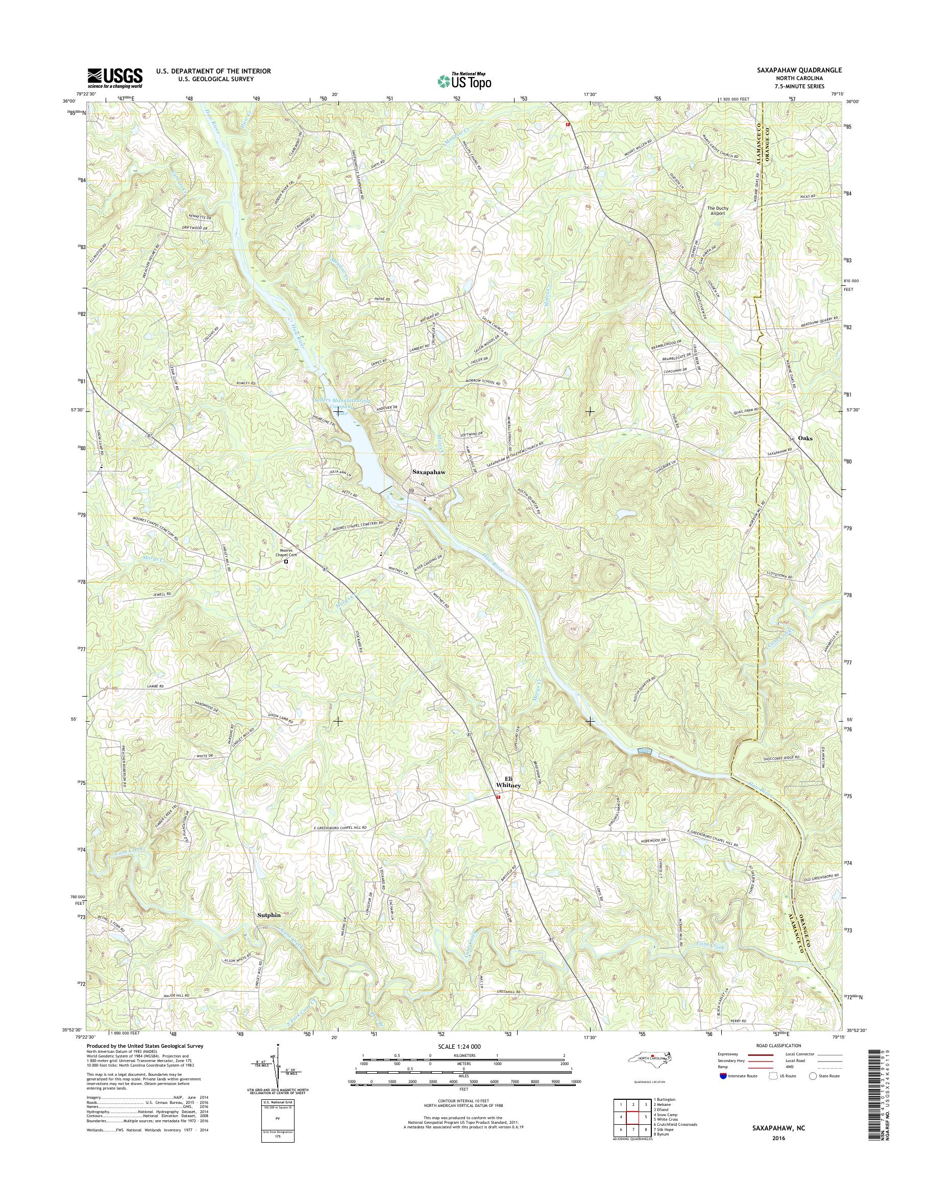MyTopo Saxapahaw, North Carolina USGS Quad Topo Map