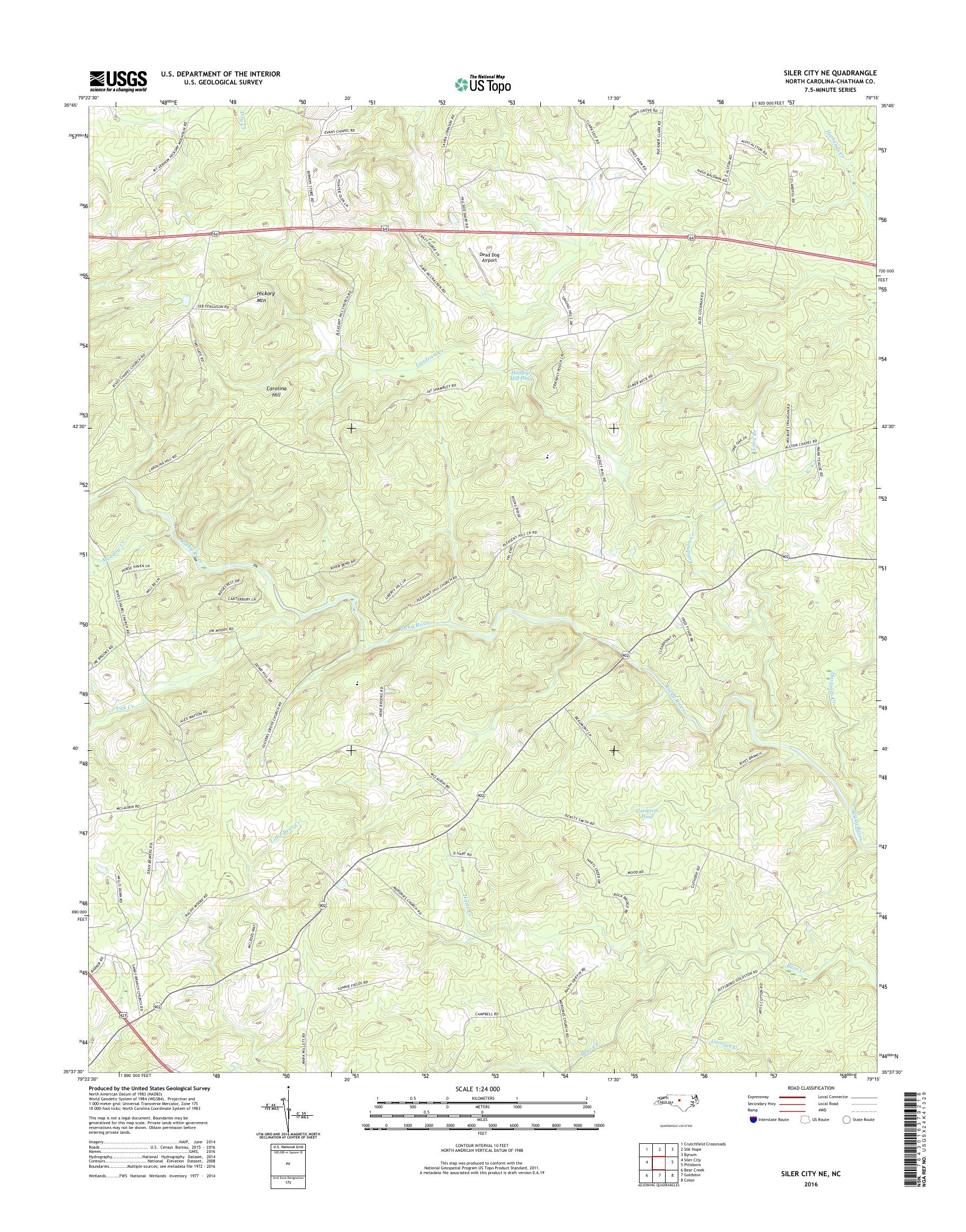 MyTopo Siler City NE, North Carolina USGS Quad Topo Map