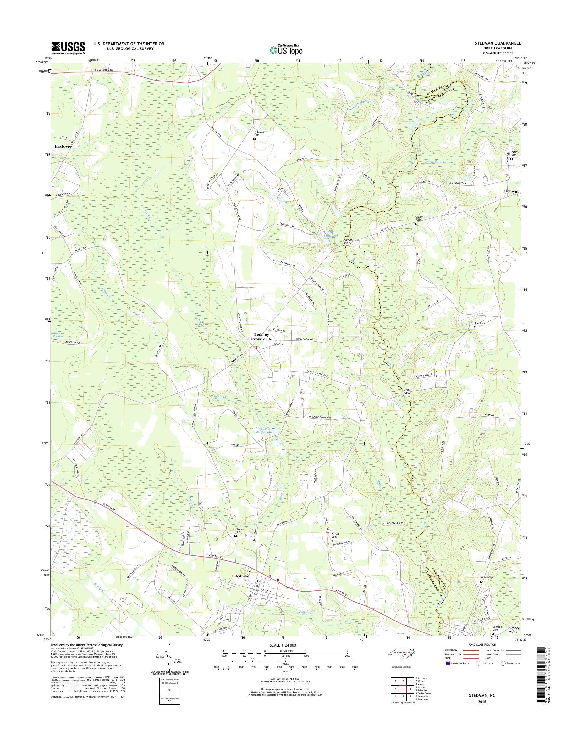 MyTopo Stedman, North Carolina USGS Quad Topo Map