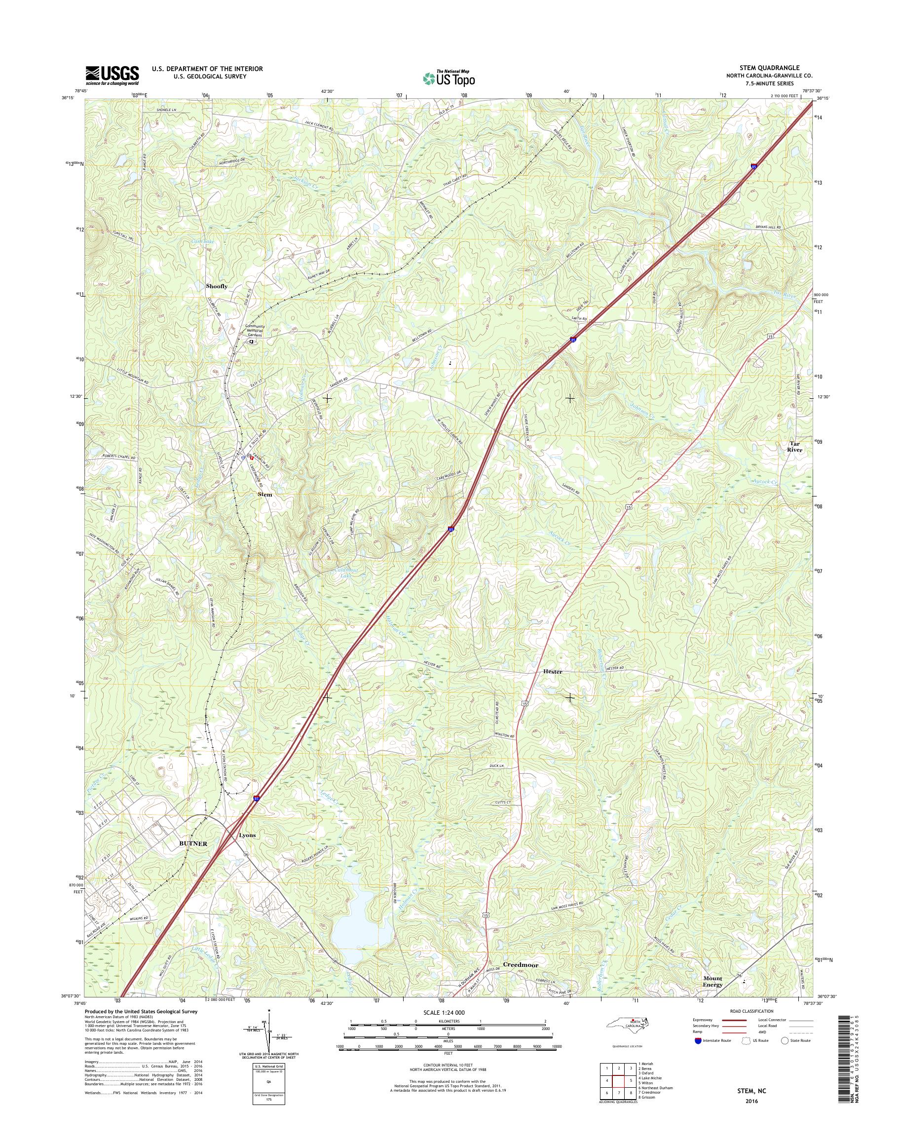 MyTopo Stem, North Carolina USGS Quad Topo Map