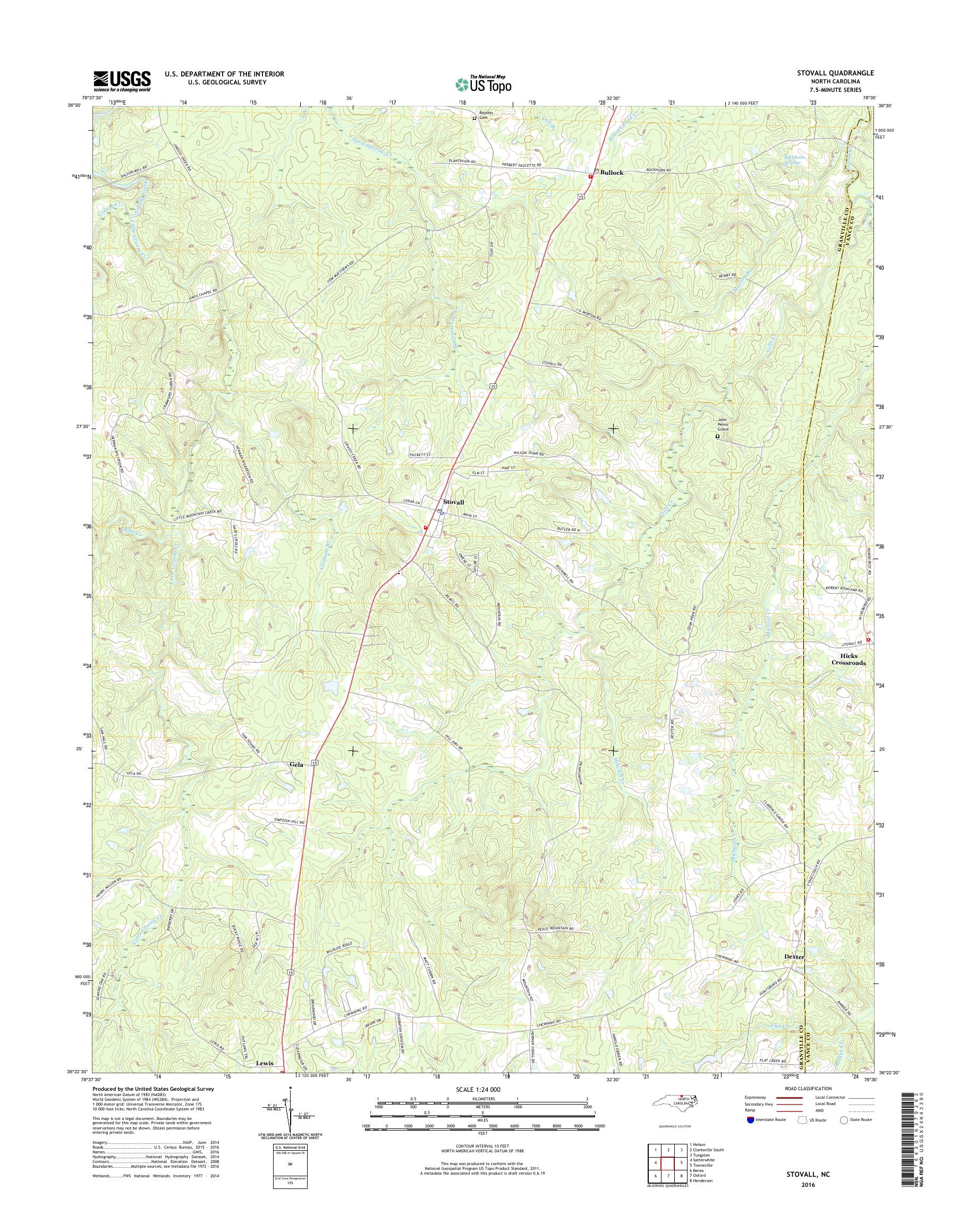 MyTopo Stovall, North Carolina USGS Quad Topo Map