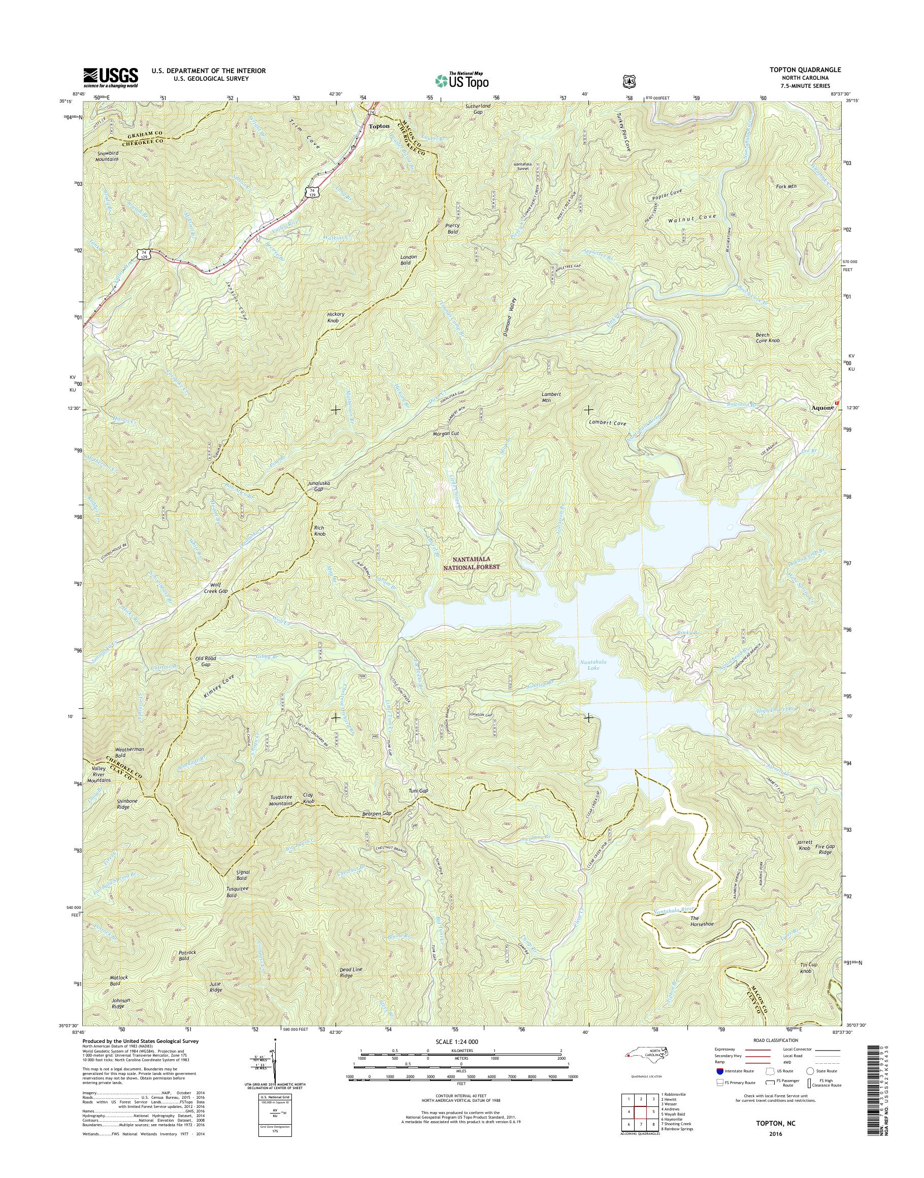 MyTopo Topton, North Carolina USGS Quad Topo Map