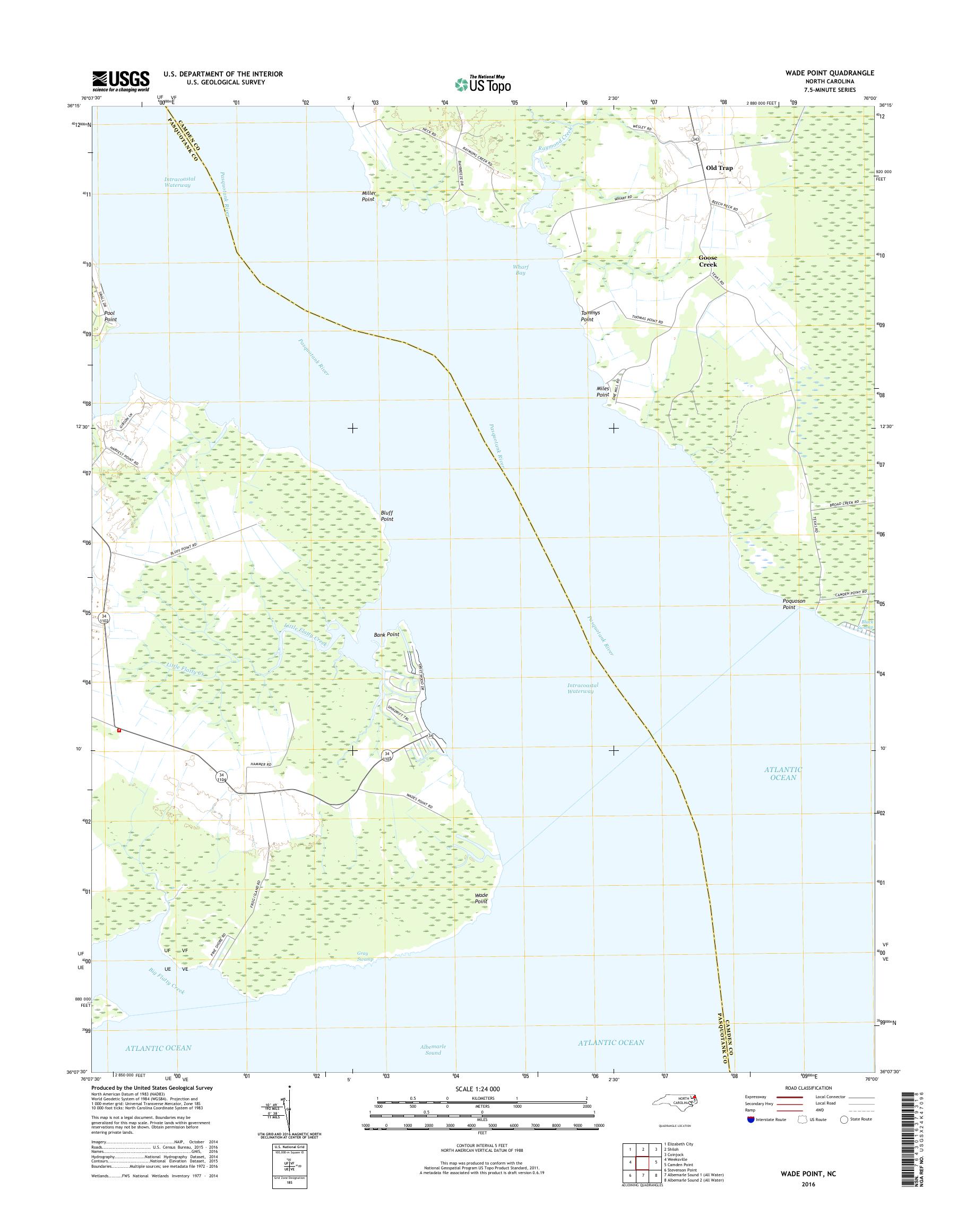 MyTopo Wade Point, North Carolina USGS Quad Topo Map