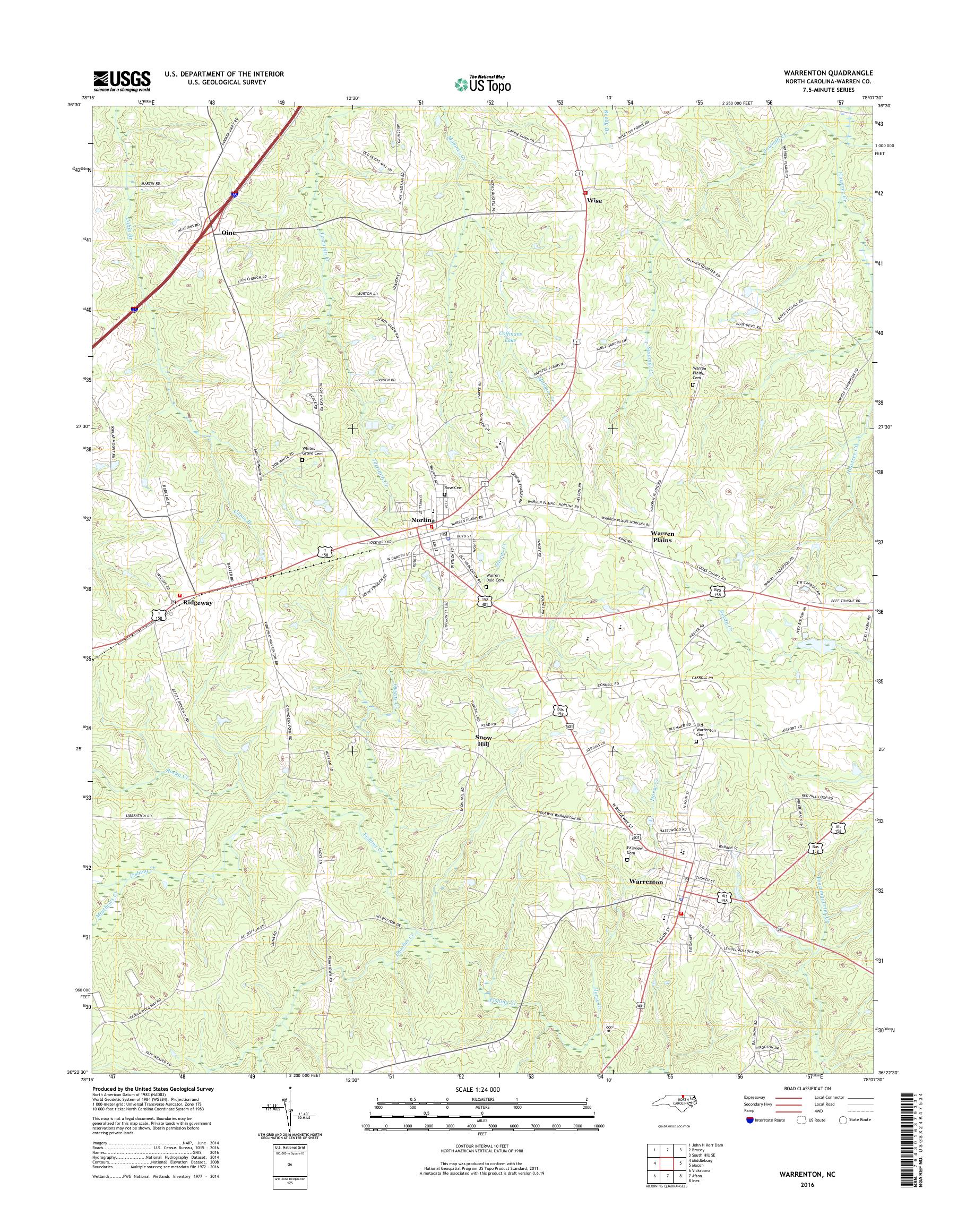 MyTopo Warrenton, North Carolina USGS Quad Topo Map