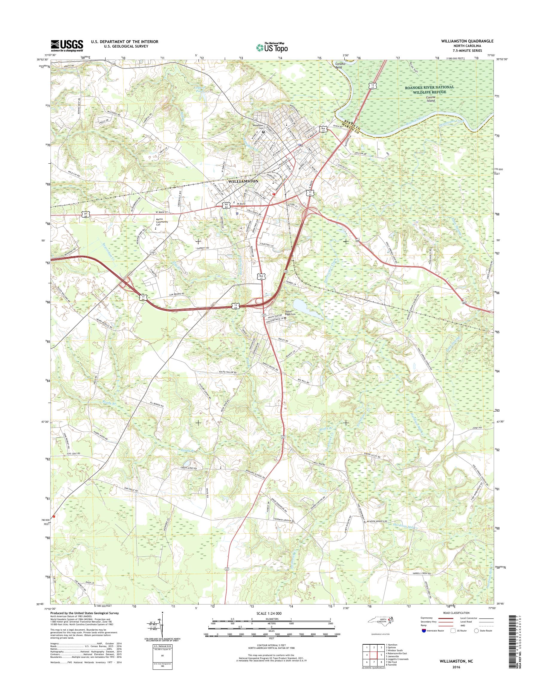 MyTopo Williamston, North Carolina USGS Quad Topo Map