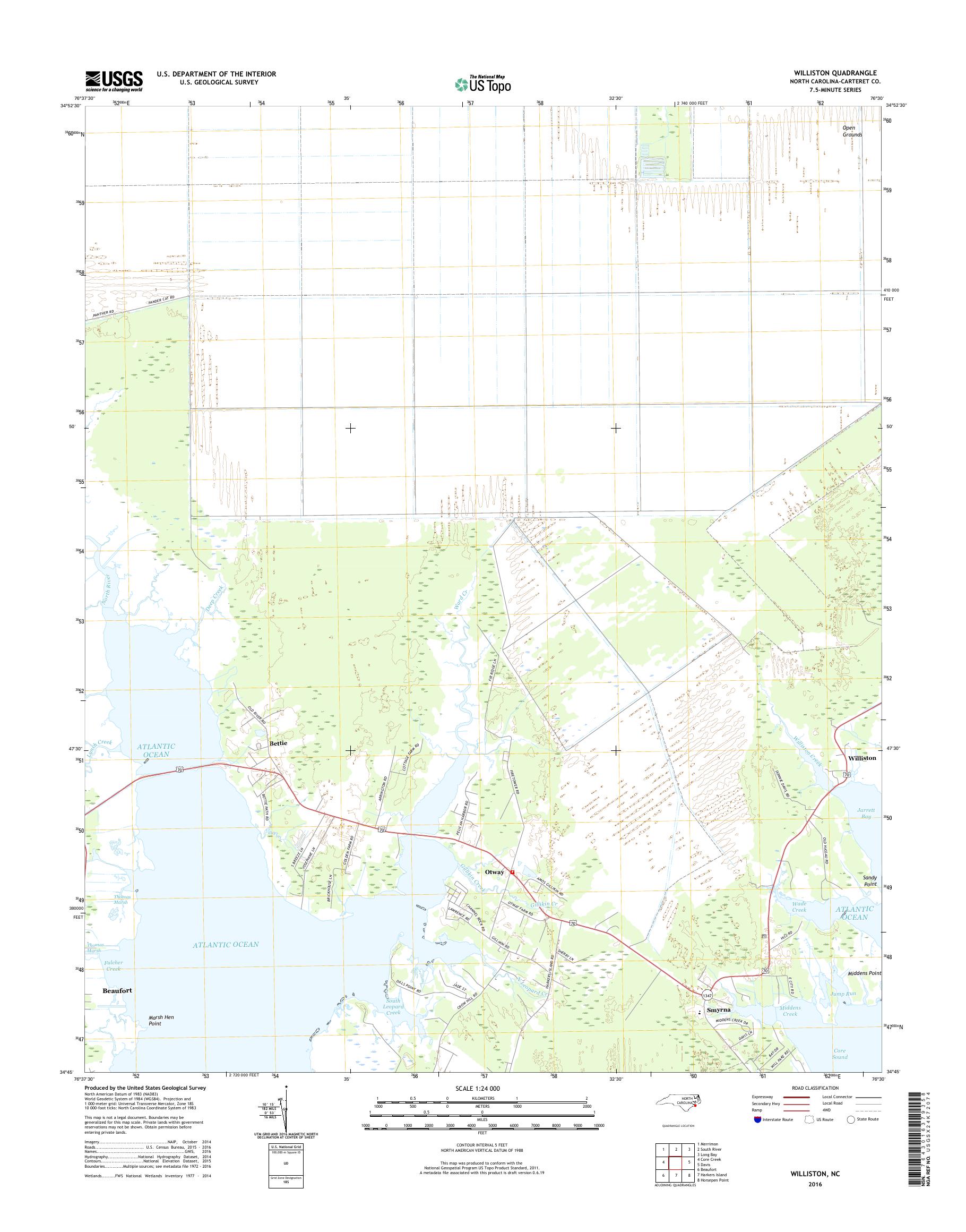 MyTopo Williston, North Carolina USGS Quad Topo Map