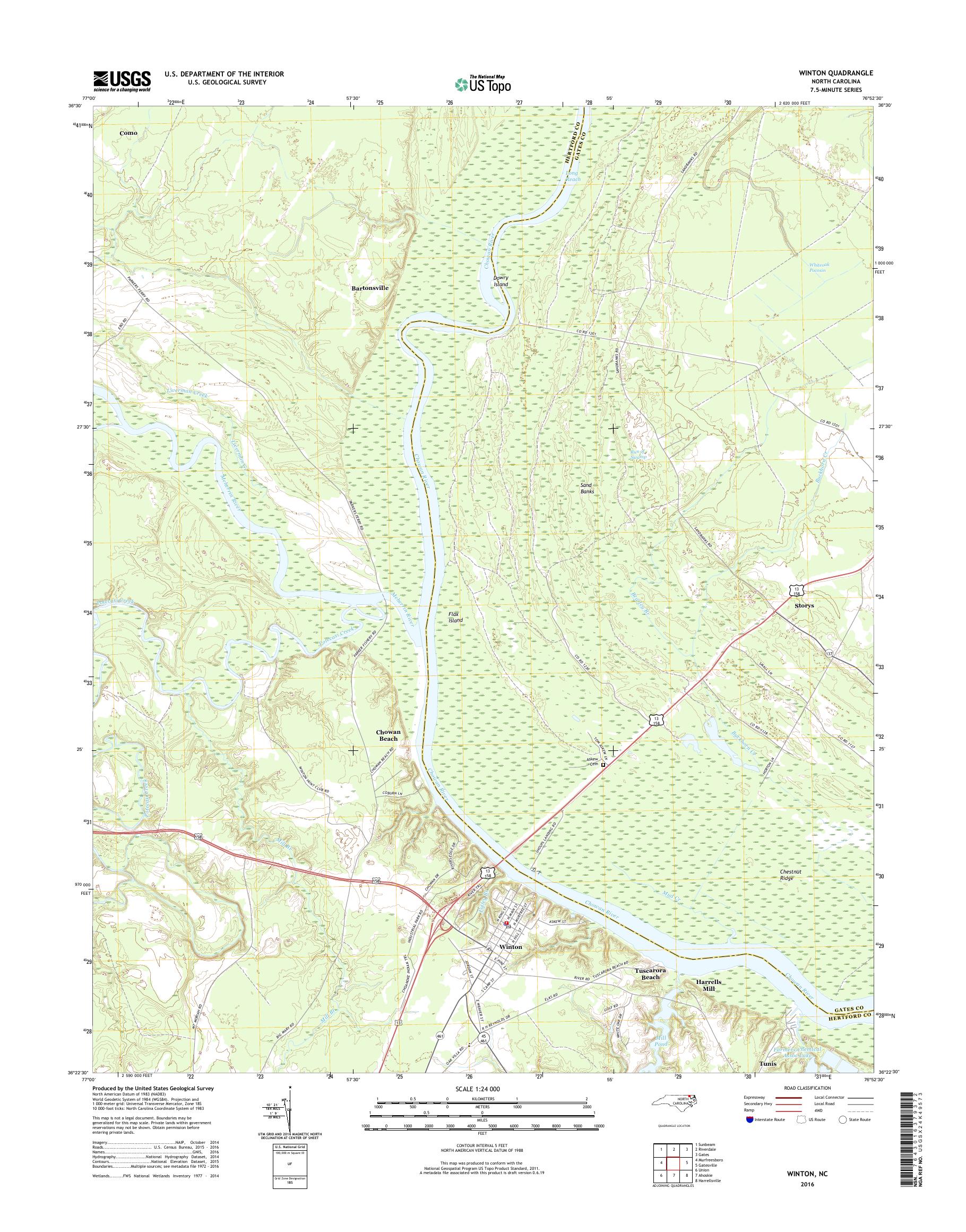 MyTopo Winton, North Carolina USGS Quad Topo Map
