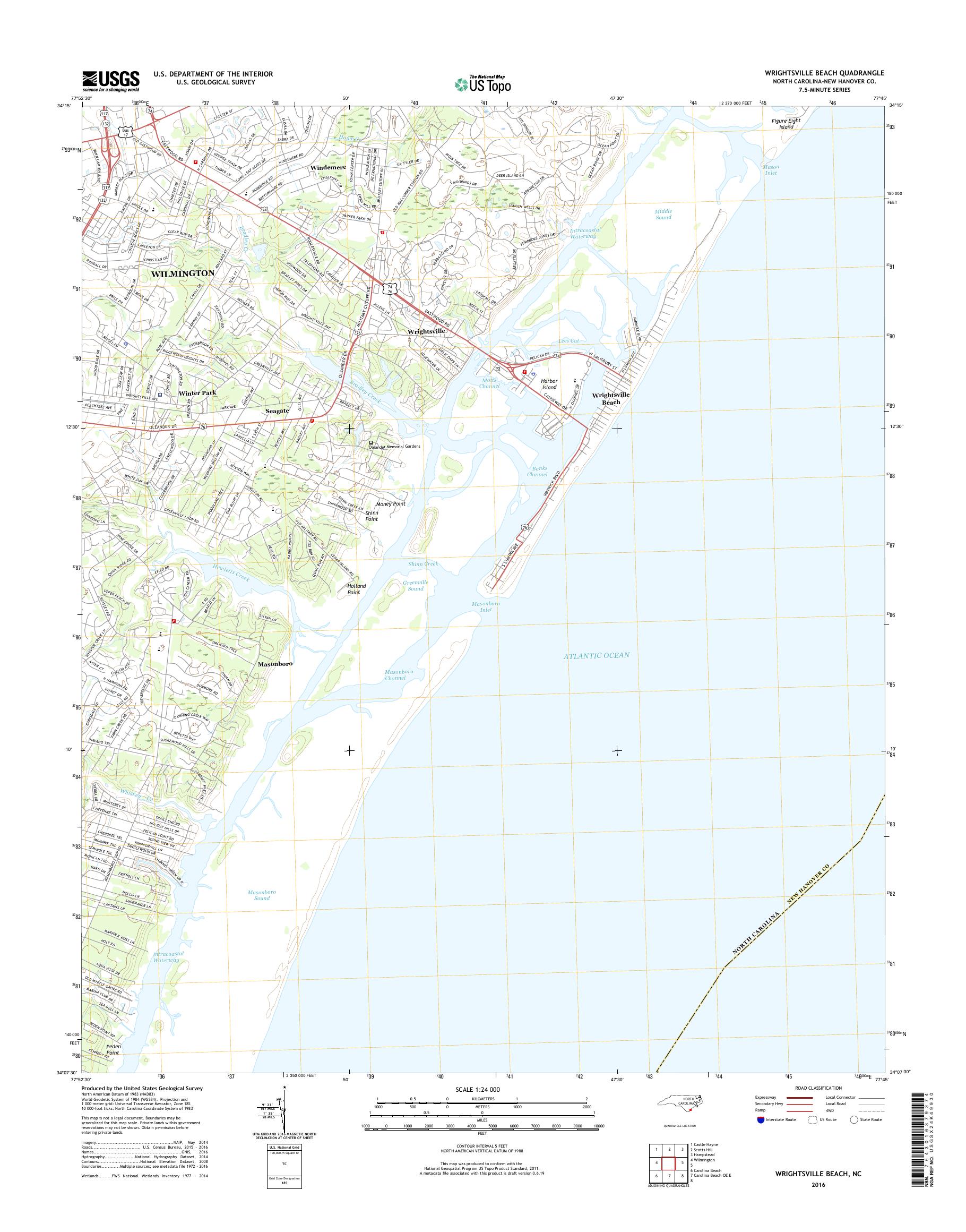 MyTopo Wrightsville Beach, North Carolina USGS Quad Topo Map
