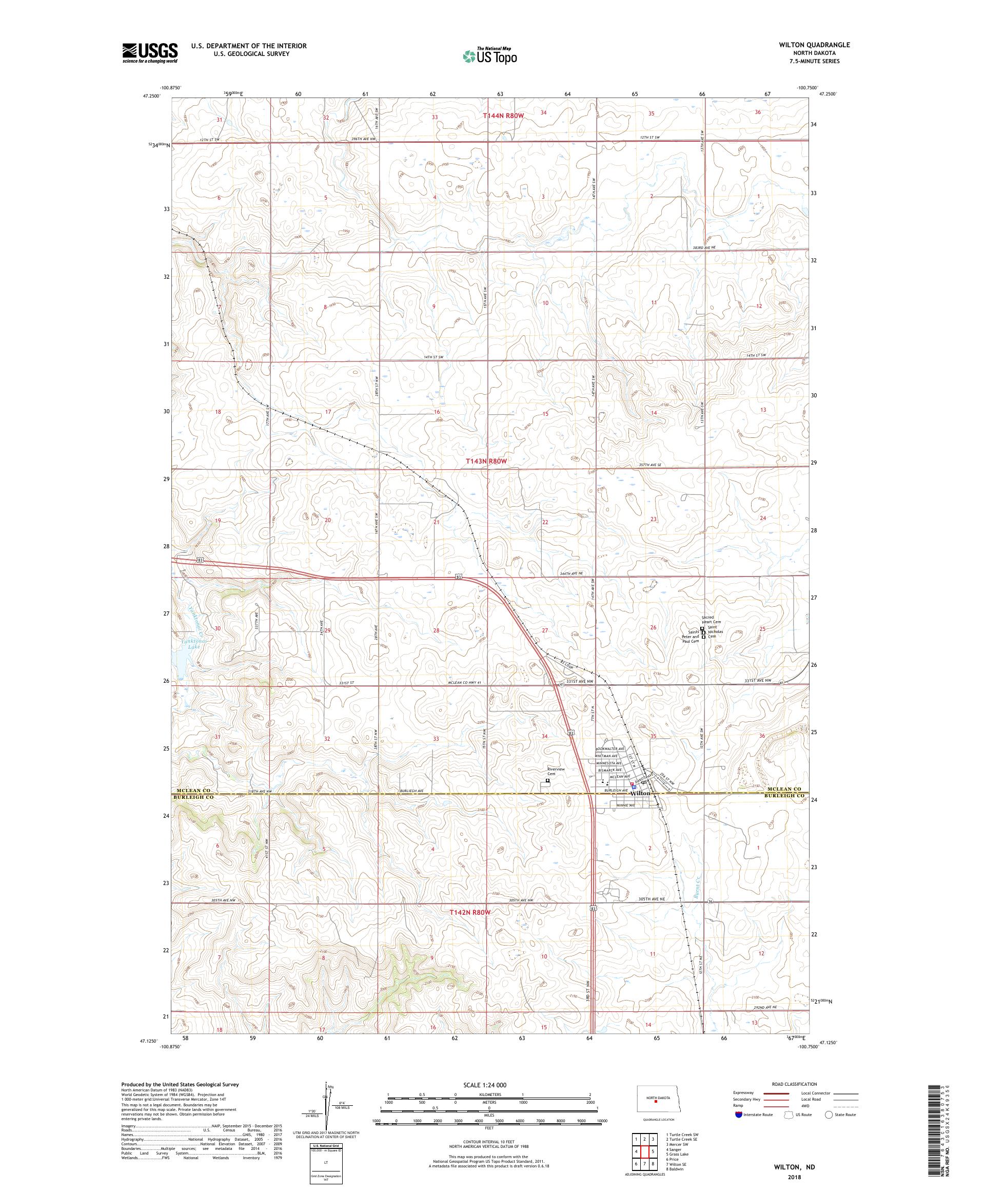 MyTopo Wilton, North Dakota USGS Quad Topo Map