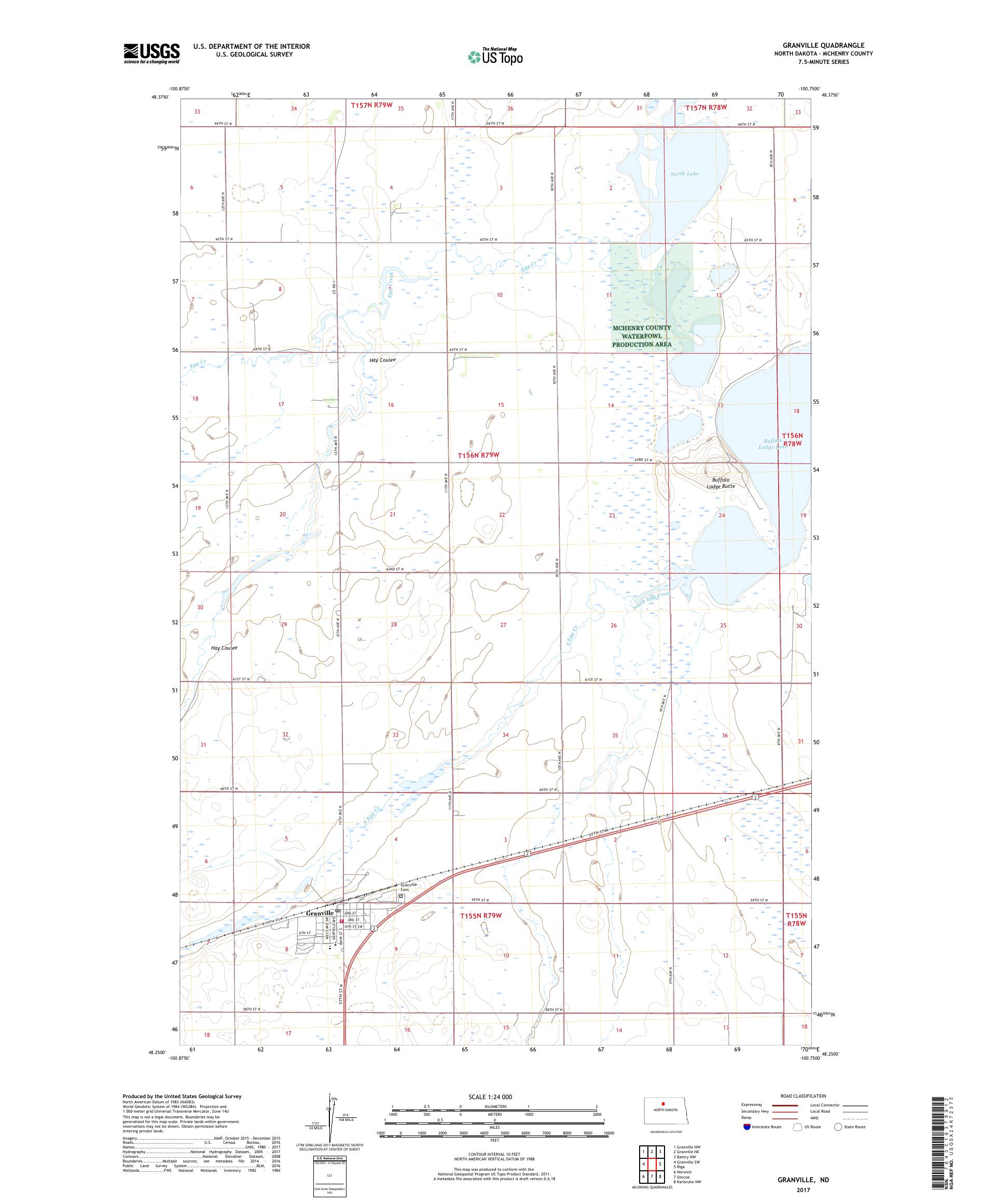 MyTopo Granville, North Dakota USGS Quad Topo Map