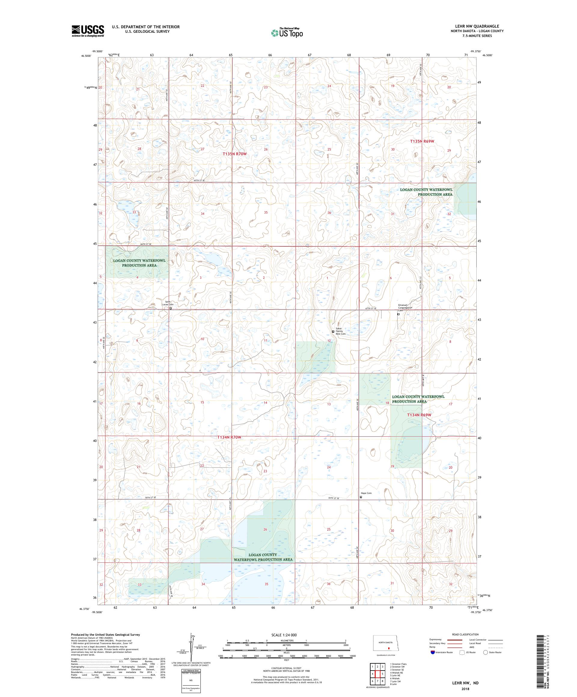 MyTopo Lehr NW, North Dakota USGS Quad Topo Map
