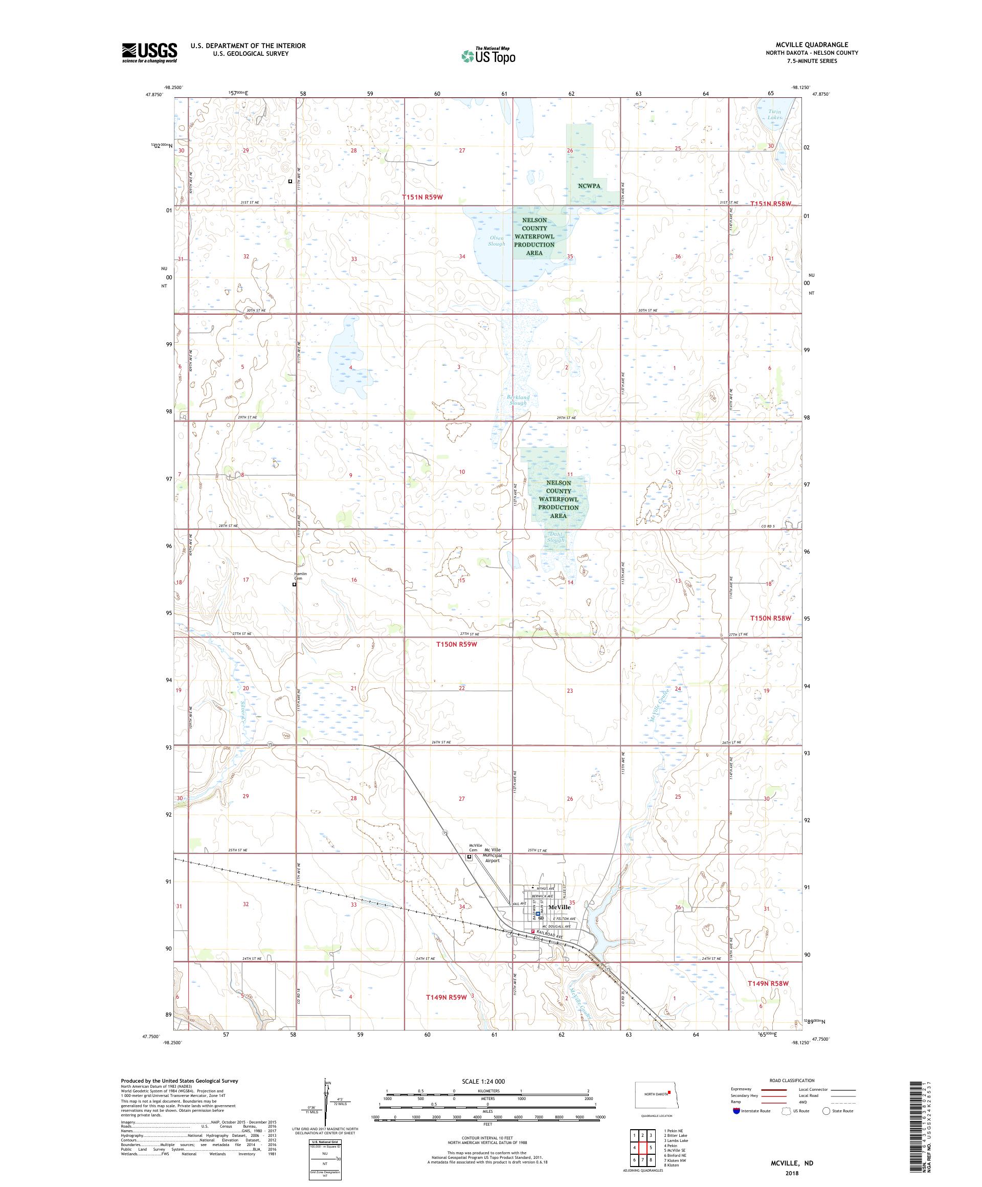 MyTopo McVille, North Dakota USGS Quad Topo Map