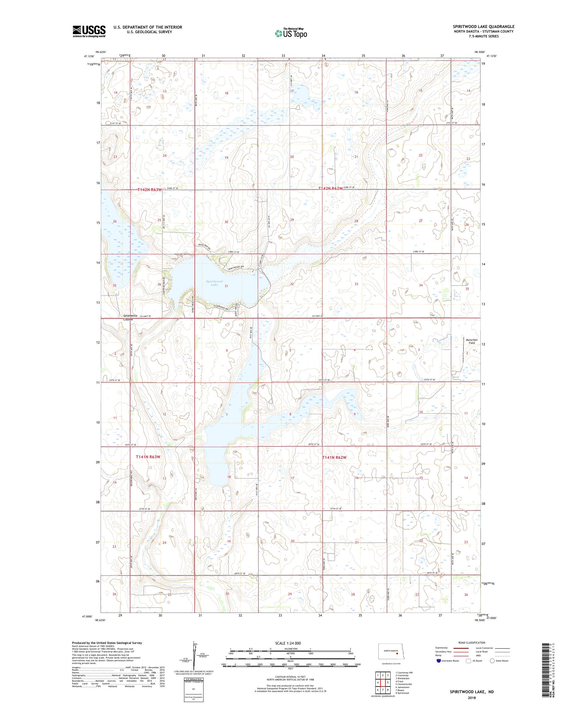 MyTopo Spiritwood Lake, North Dakota USGS Quad Topo Map