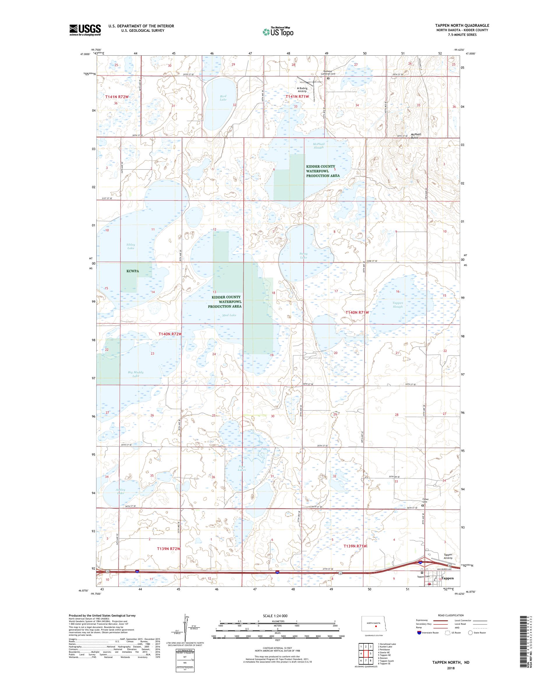 MyTopo Tappen North, North Dakota USGS Quad Topo Map