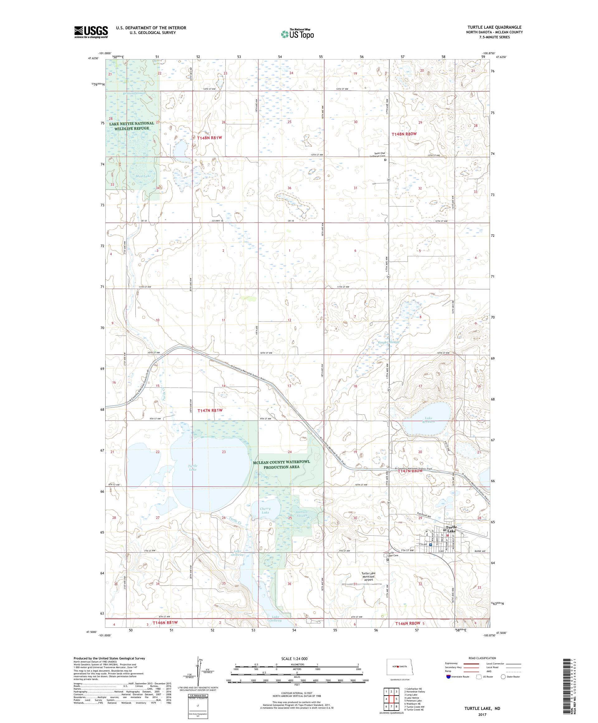 MyTopo Turtle Lake, North Dakota USGS Quad Topo Map