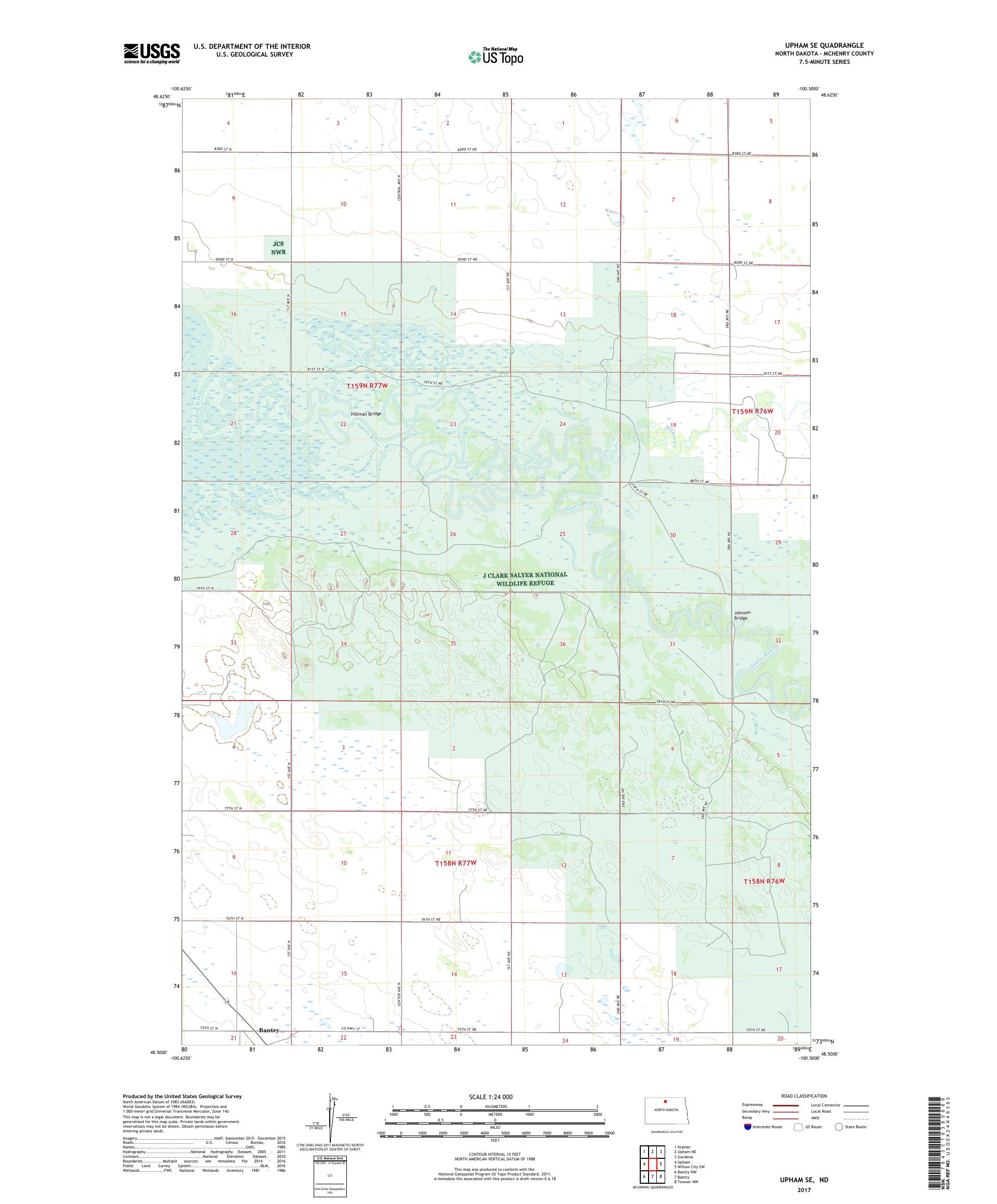 MyTopo Upham SE, North Dakota USGS Quad Topo Map