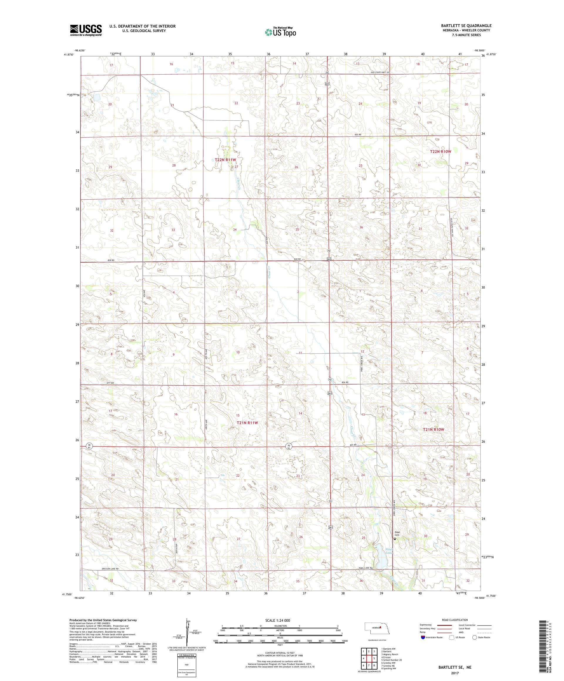 MyTopo Bartlett SE, Nebraska USGS Quad Topo Map