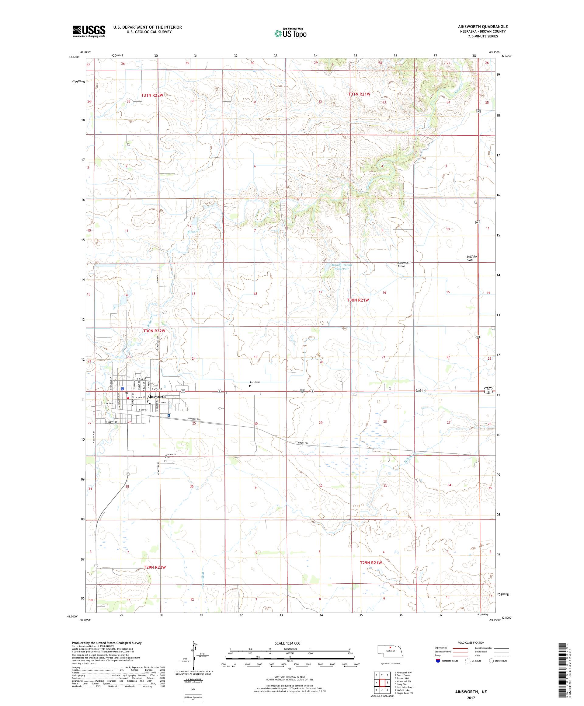 MyTopo Ainsworth, Nebraska USGS Quad Topo Map