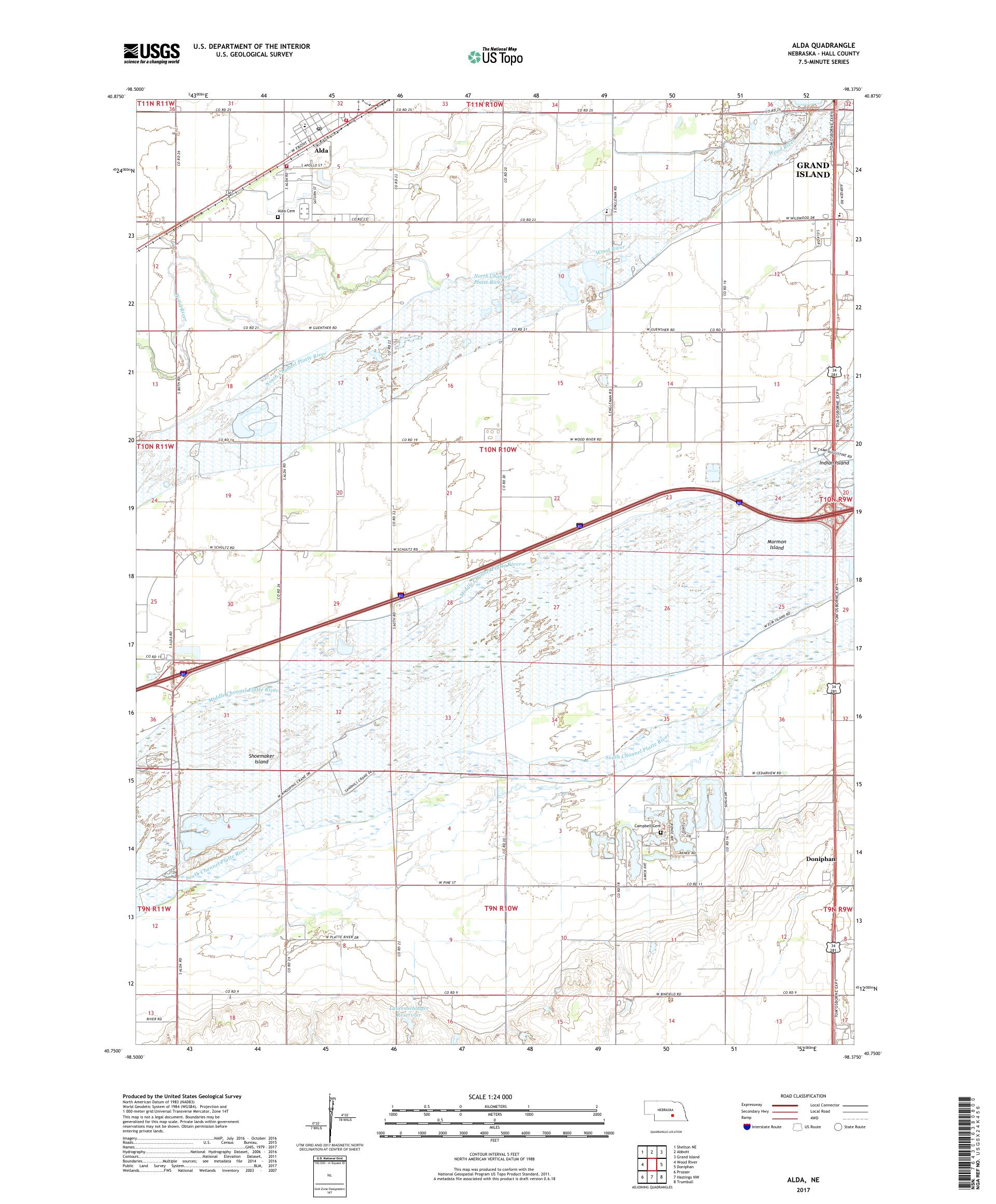 MyTopo Alda, Nebraska USGS Quad Topo Map
