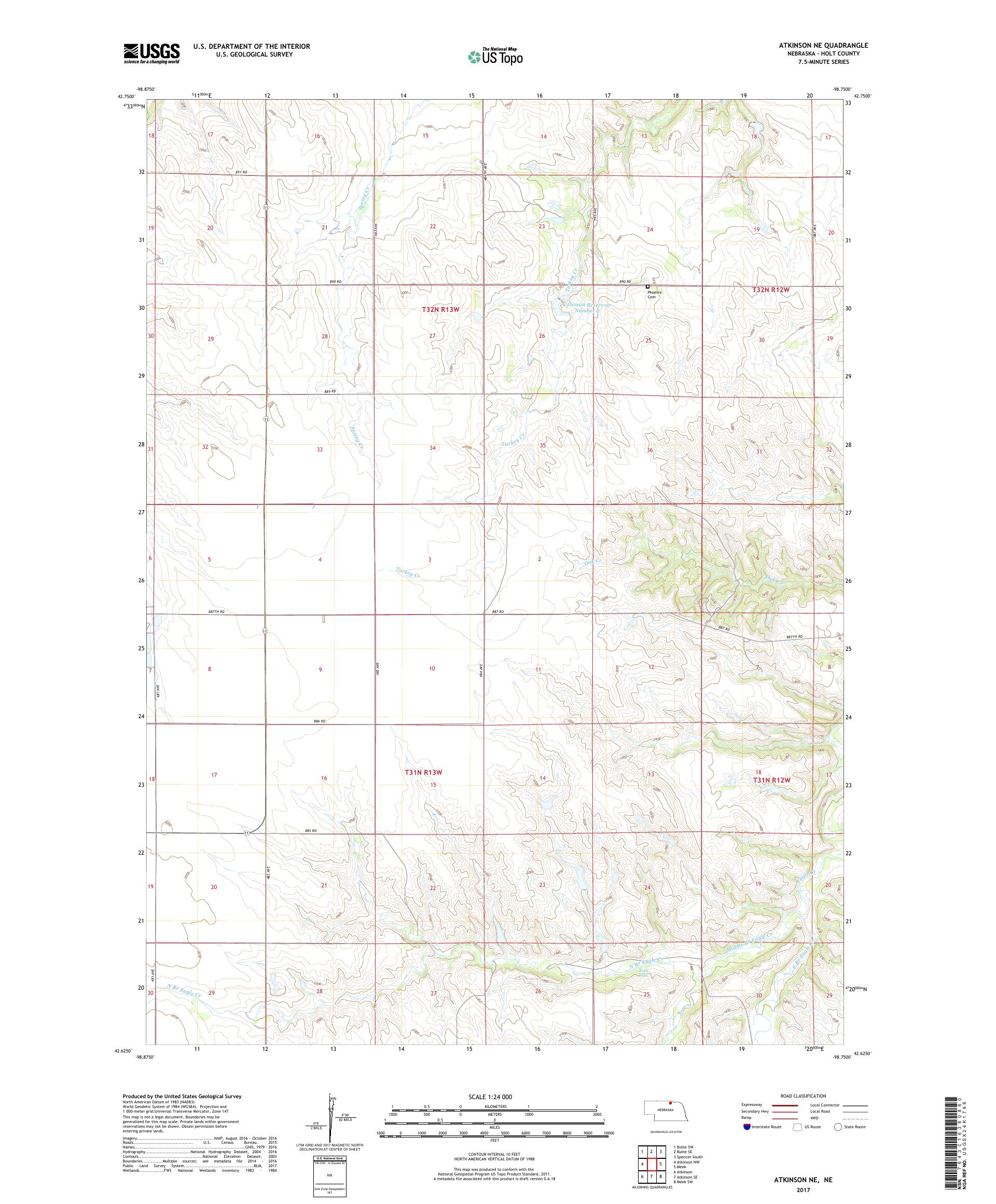 MyTopo Atkinson NE, Nebraska USGS Quad Topo Map