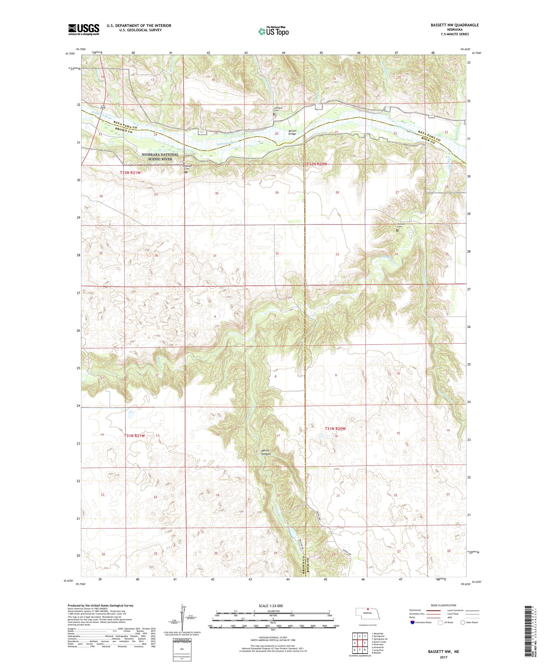 MyTopo Bassett NW, Nebraska USGS Quad Topo Map