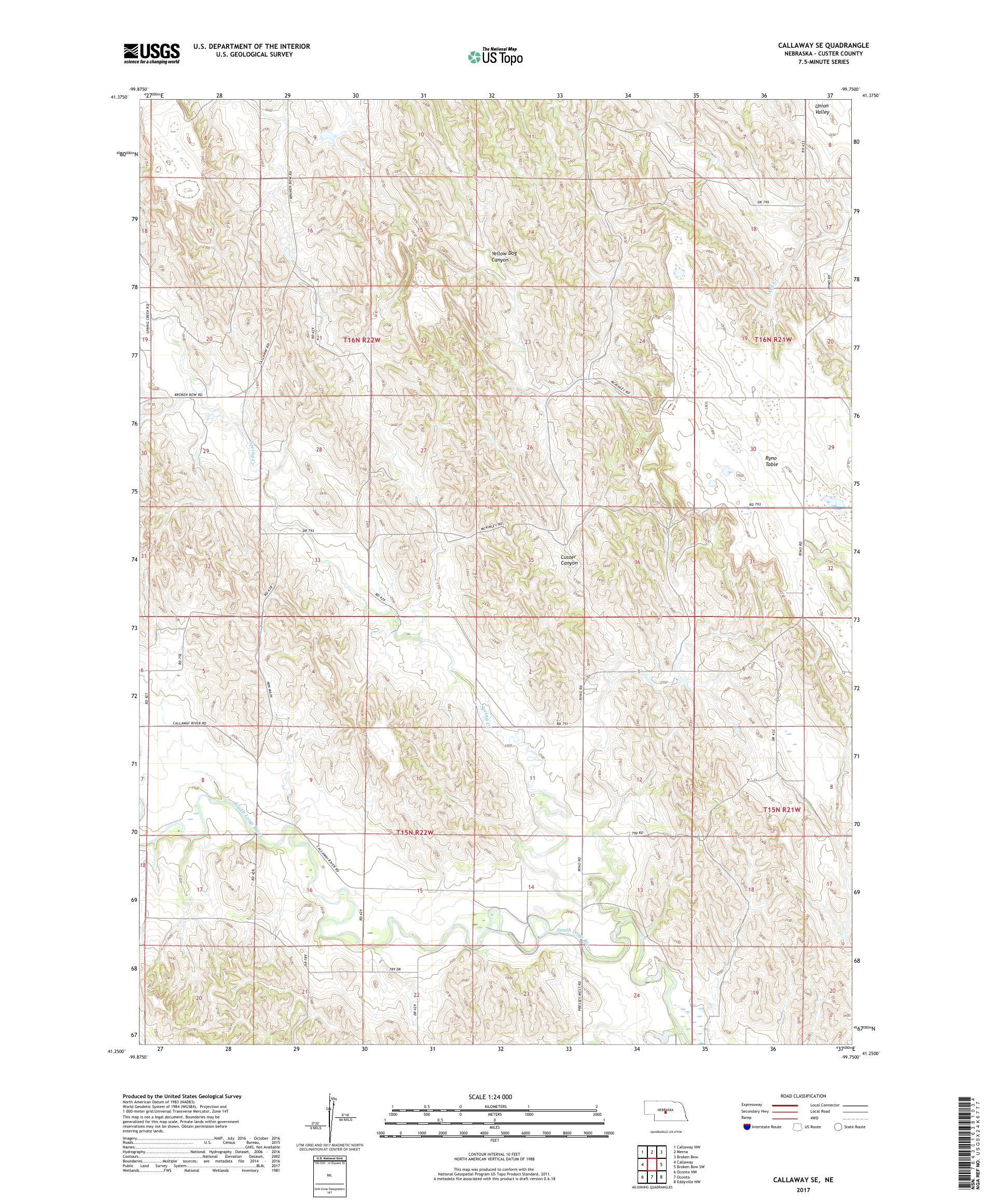 MyTopo Callaway SE, Nebraska USGS Quad Topo Map