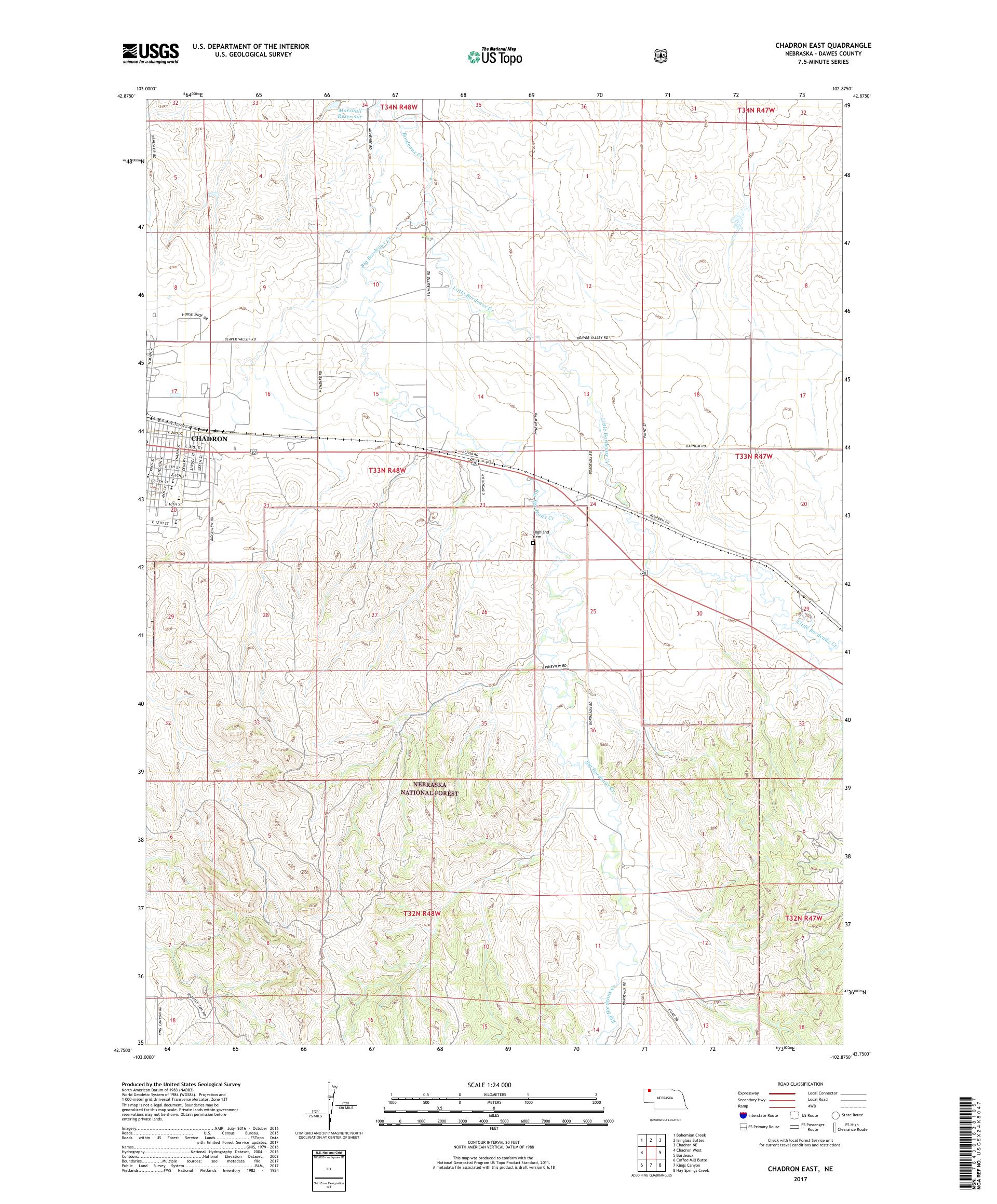 MyTopo Chadron East, Nebraska USGS Quad Topo Map