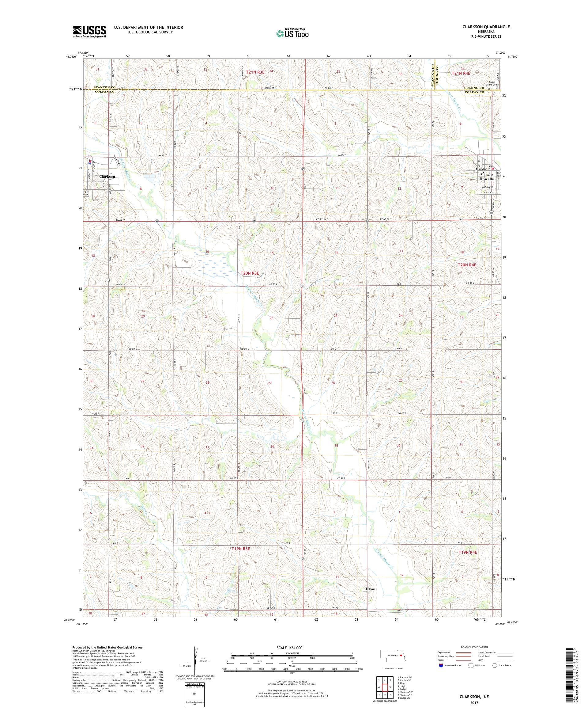 MyTopo Clarkson, Nebraska USGS Quad Topo Map