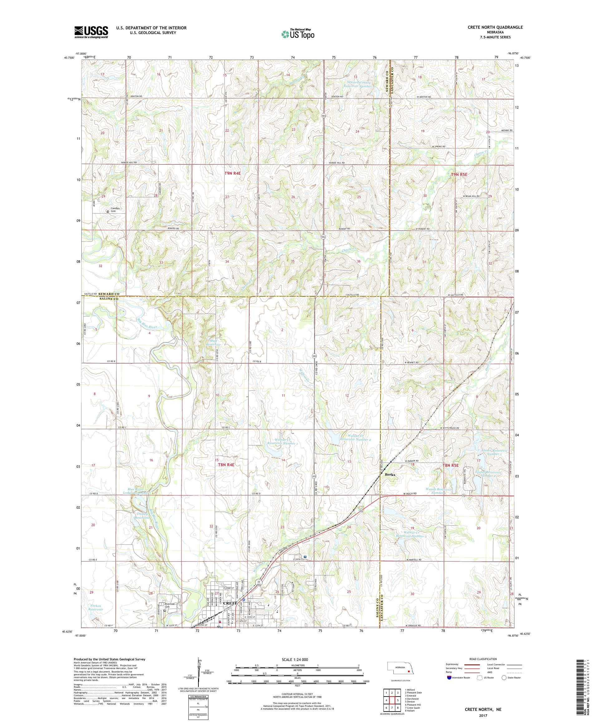 MyTopo Crete North, Nebraska USGS Quad Topo Map