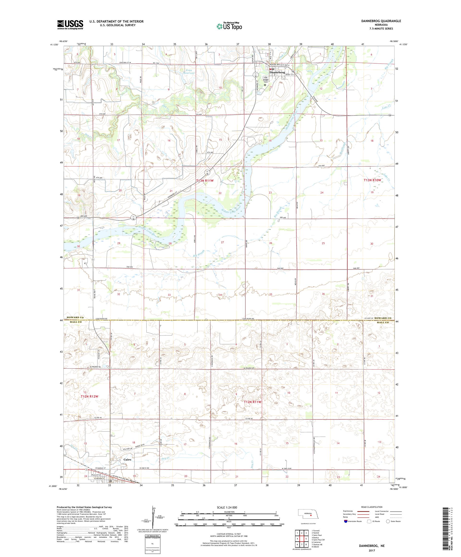 MyTopo Dannebrog, Nebraska USGS Quad Topo Map
