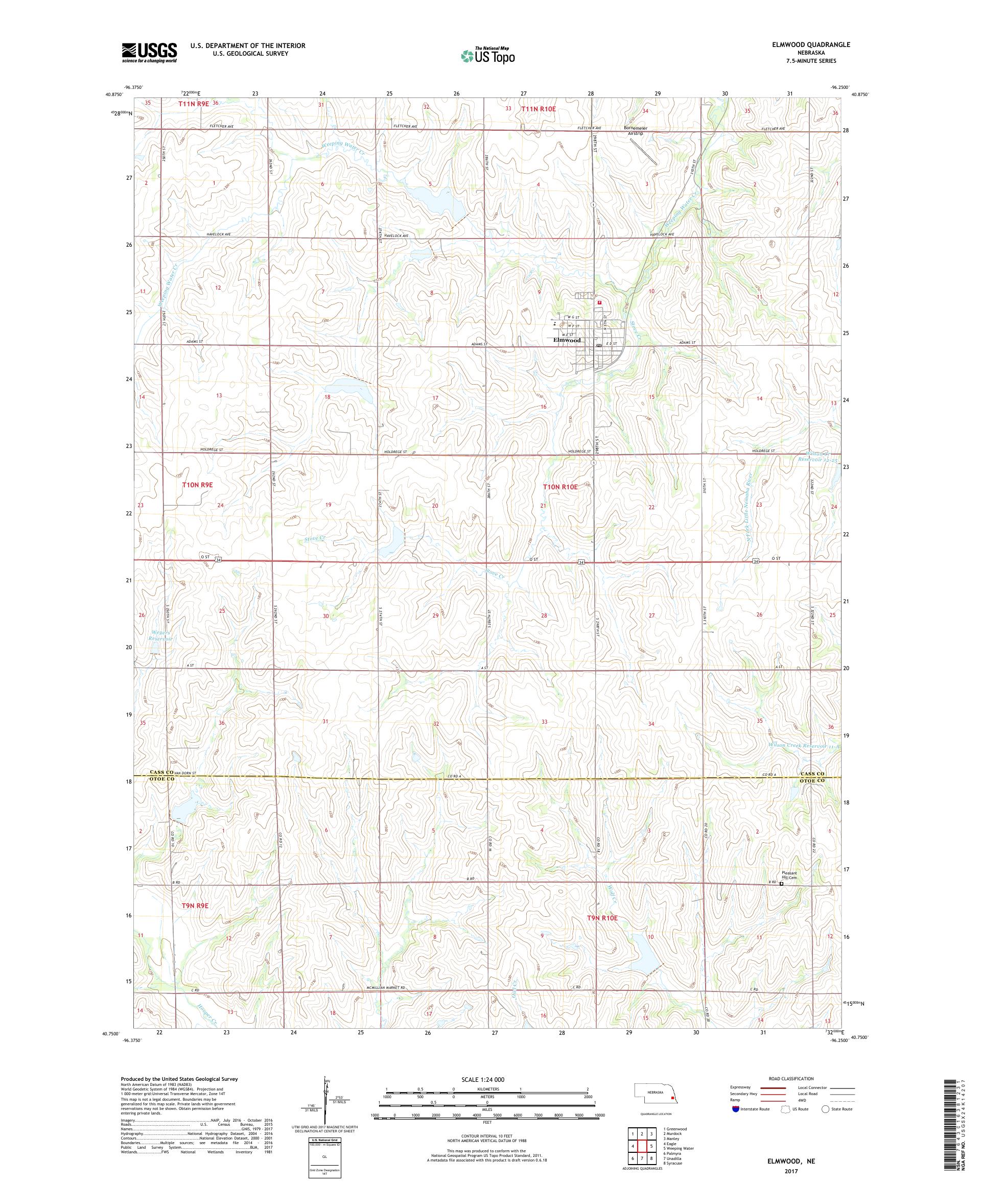 MyTopo Elmwood, Nebraska USGS Quad Topo Map
