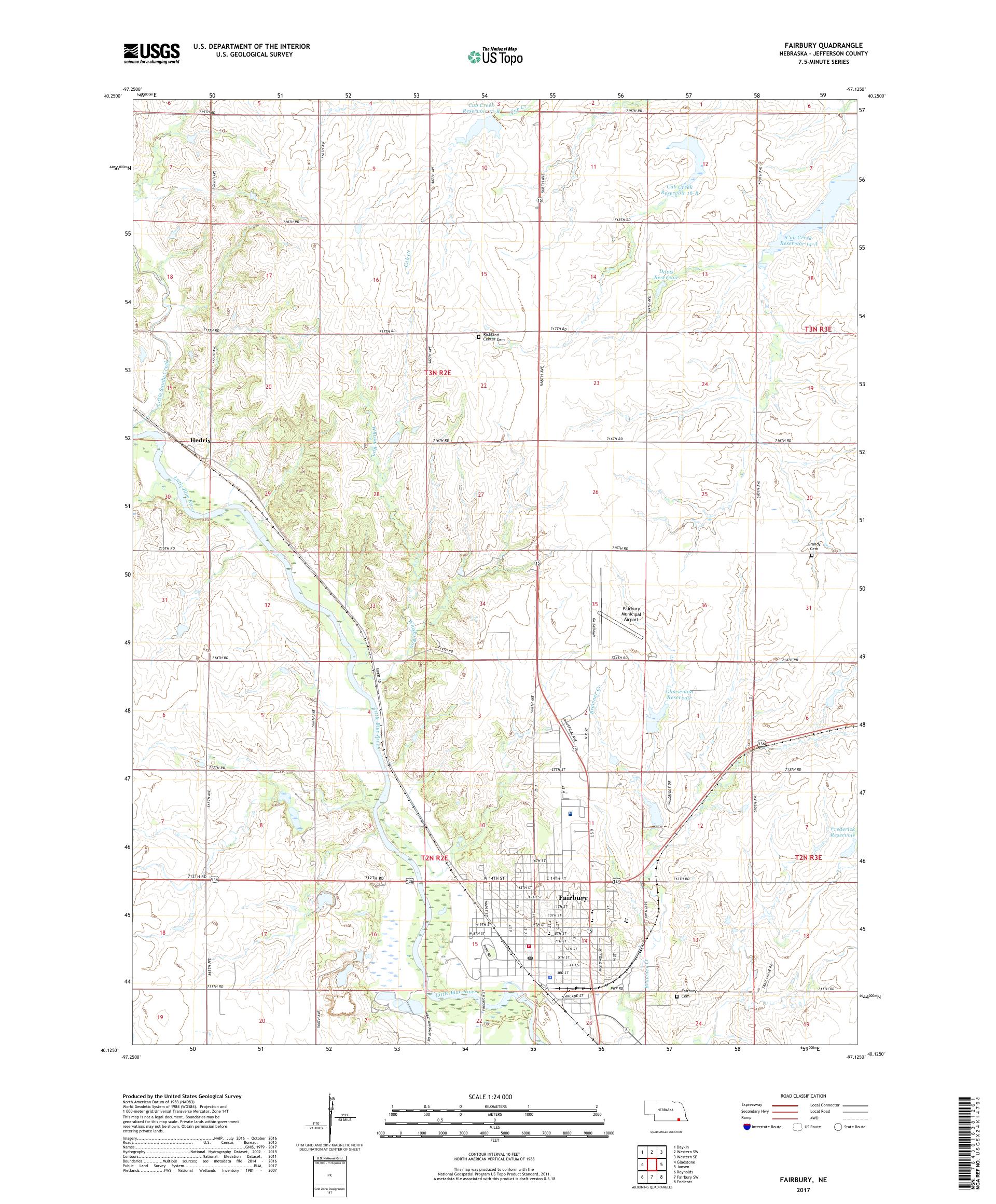 MyTopo Fairbury, Nebraska USGS Quad Topo Map