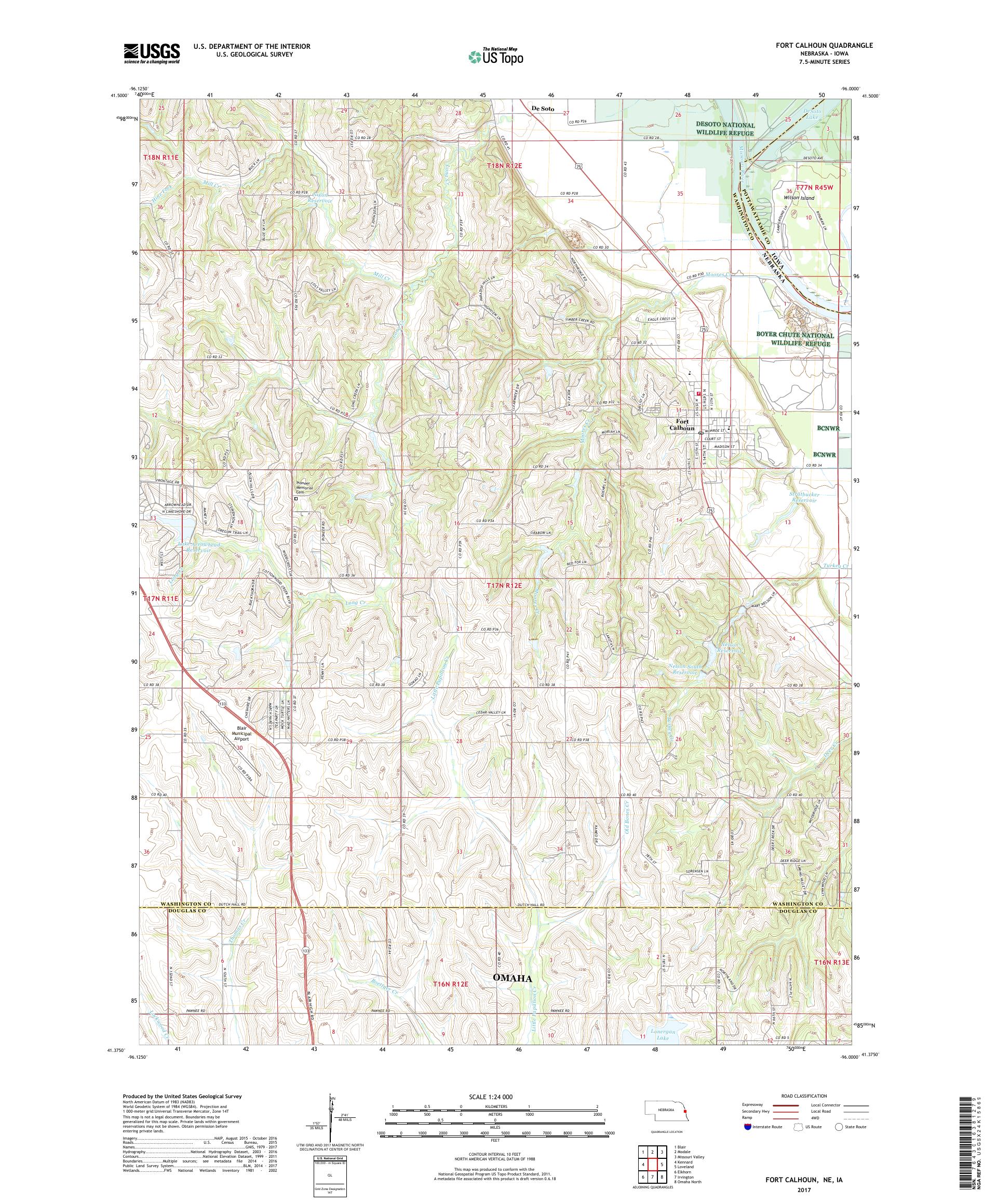 MyTopo Fort Calhoun, Nebraska USGS Quad Topo Map