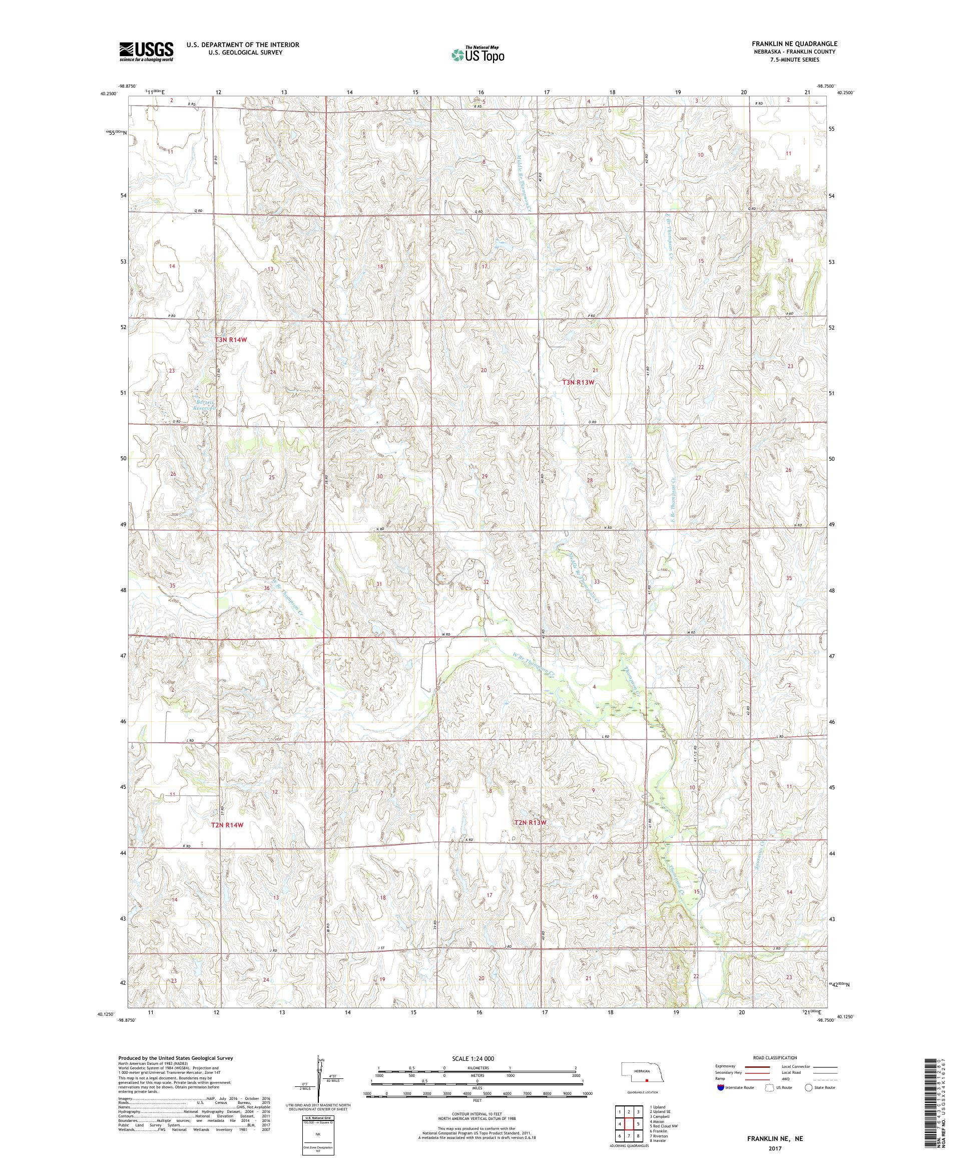 MyTopo Franklin NE, Nebraska USGS Quad Topo Map