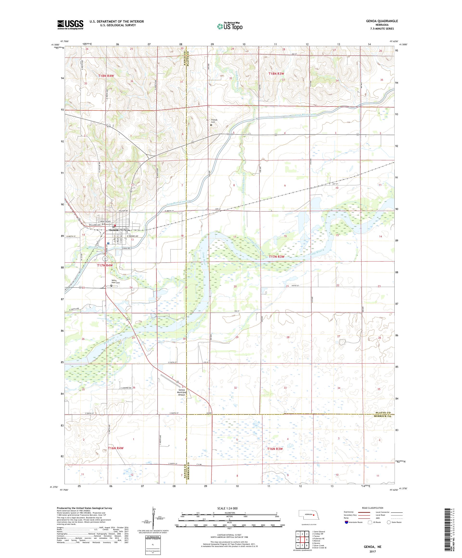 MyTopo Genoa, Nebraska USGS Quad Topo Map