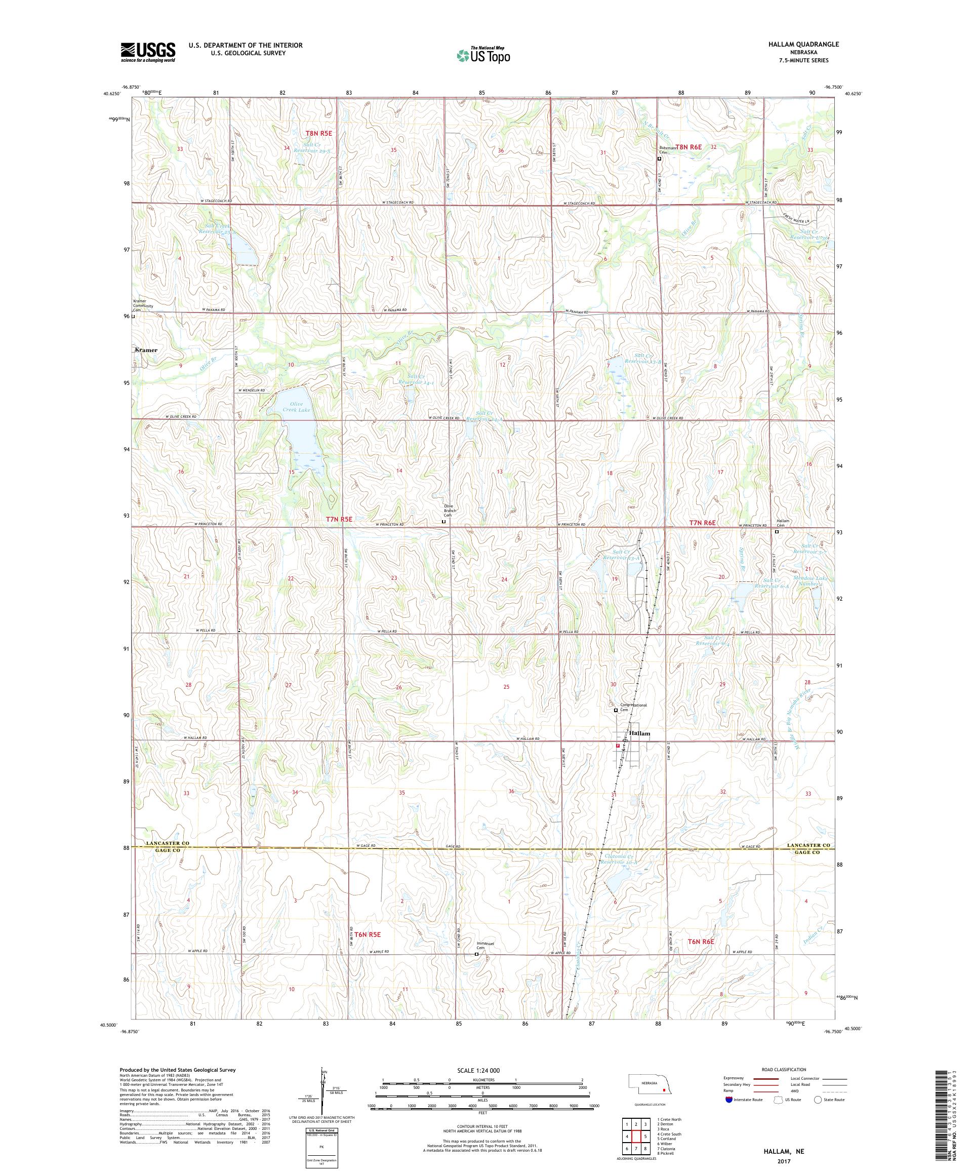 MyTopo Hallam, Nebraska USGS Quad Topo Map