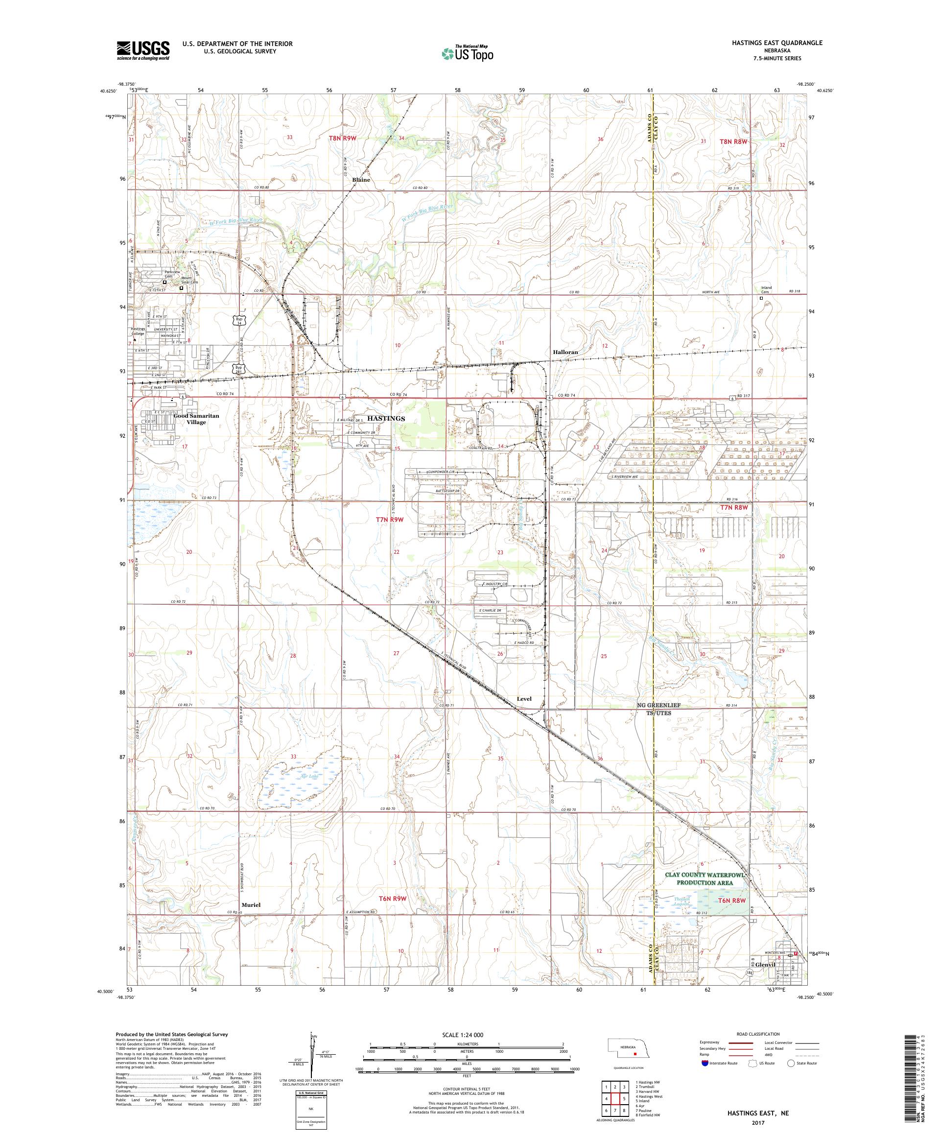 MyTopo Hastings East, Nebraska USGS Quad Topo Map