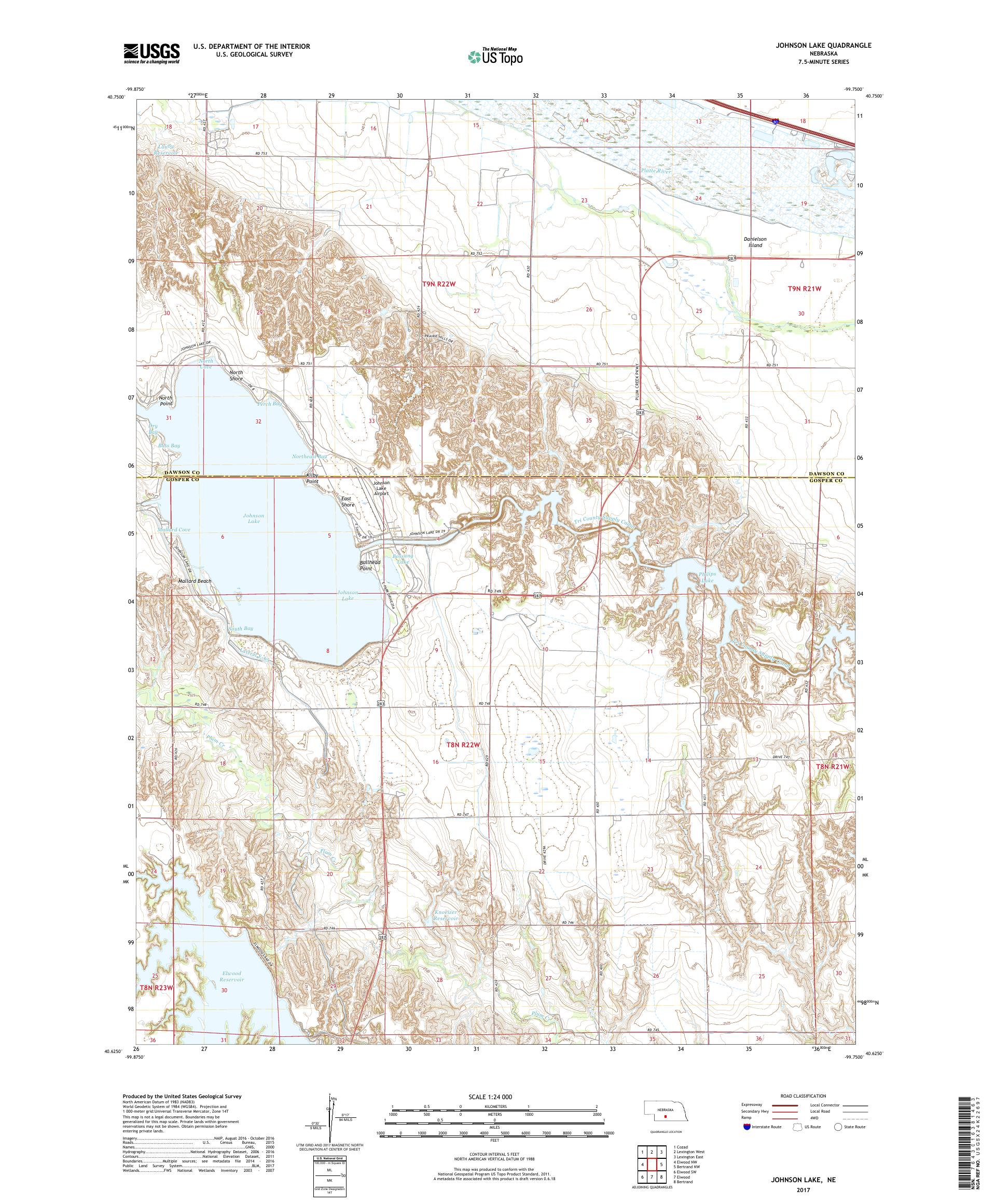 MyTopo Johnson Lake, Nebraska USGS Quad Topo Map