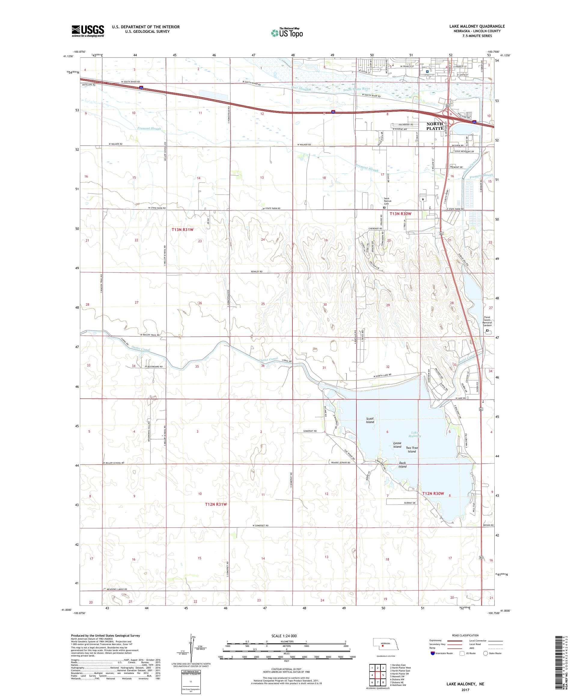 MyTopo Lake Maloney, Nebraska USGS Quad Topo Map