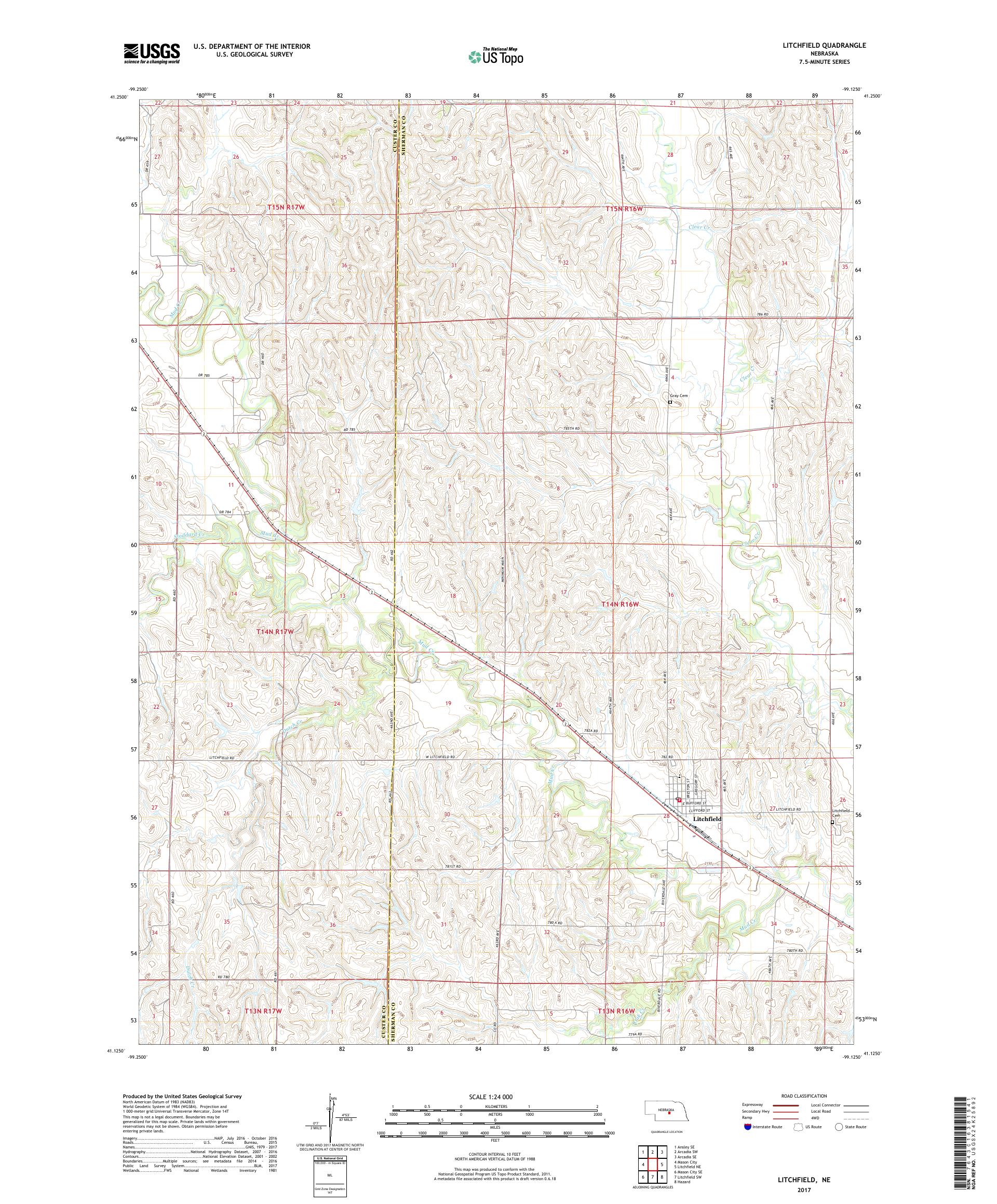 MyTopo Litchfield, Nebraska USGS Quad Topo Map