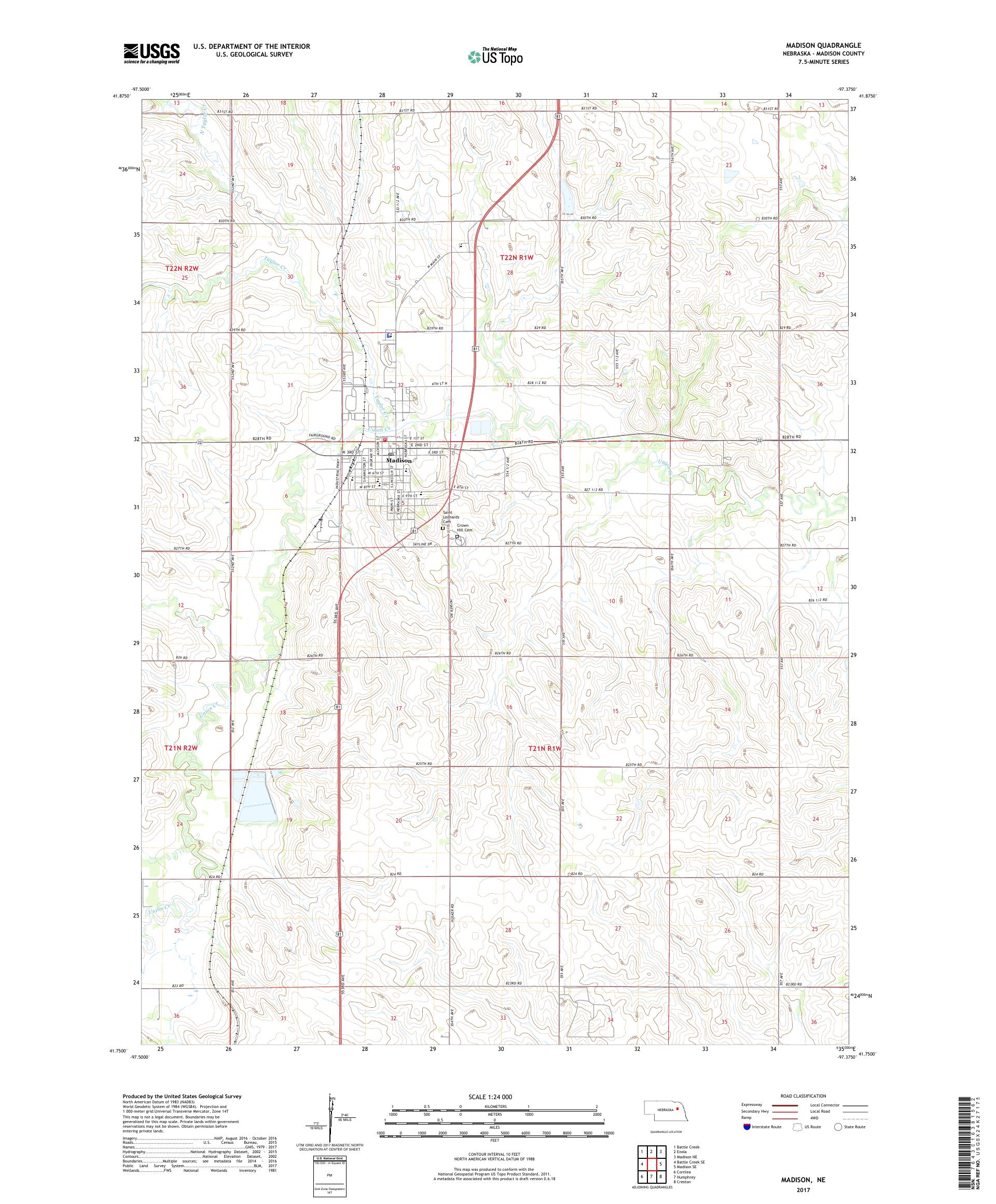 MyTopo Madison, Nebraska USGS Quad Topo Map