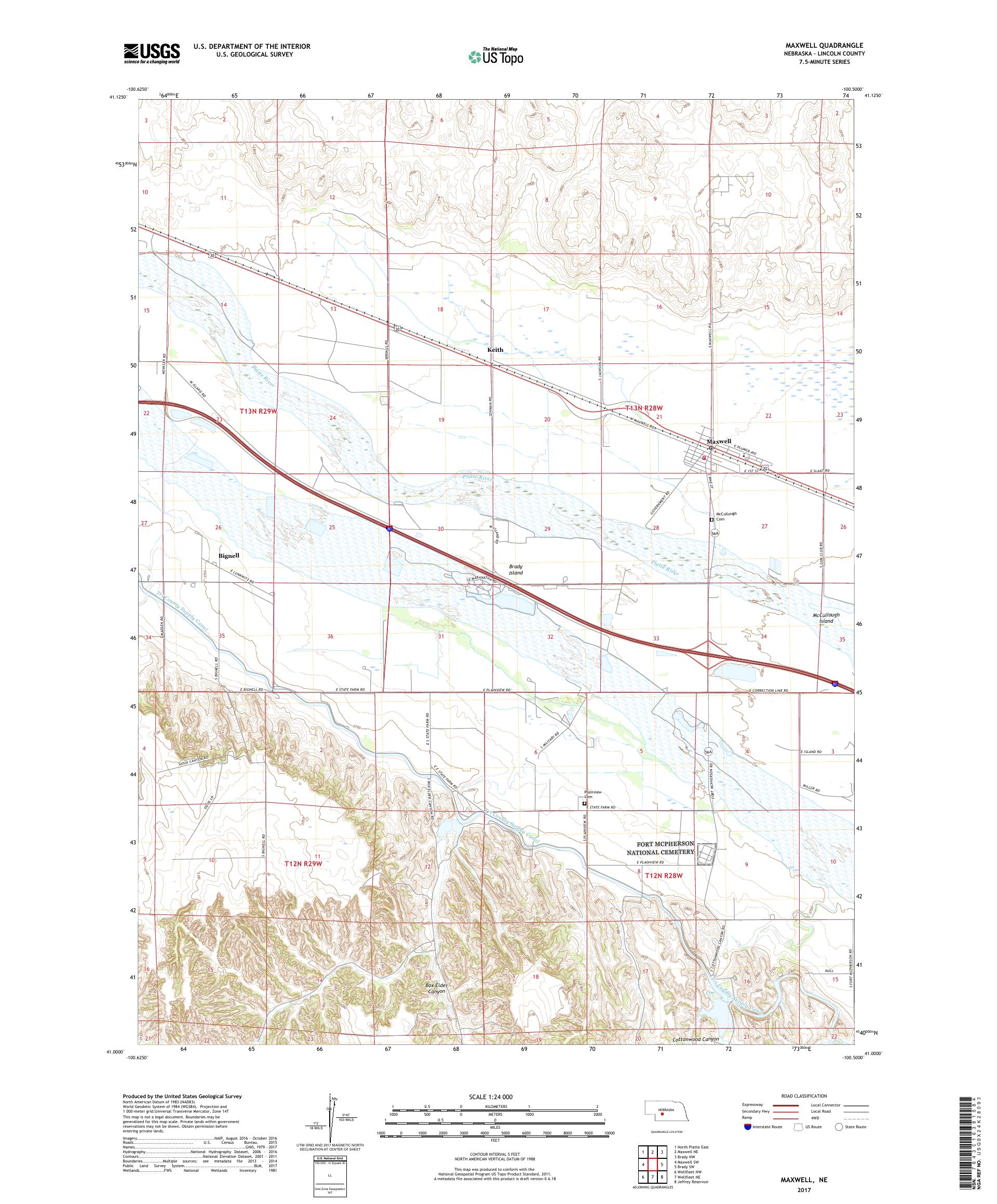 MyTopo Maxwell, Nebraska USGS Quad Topo Map