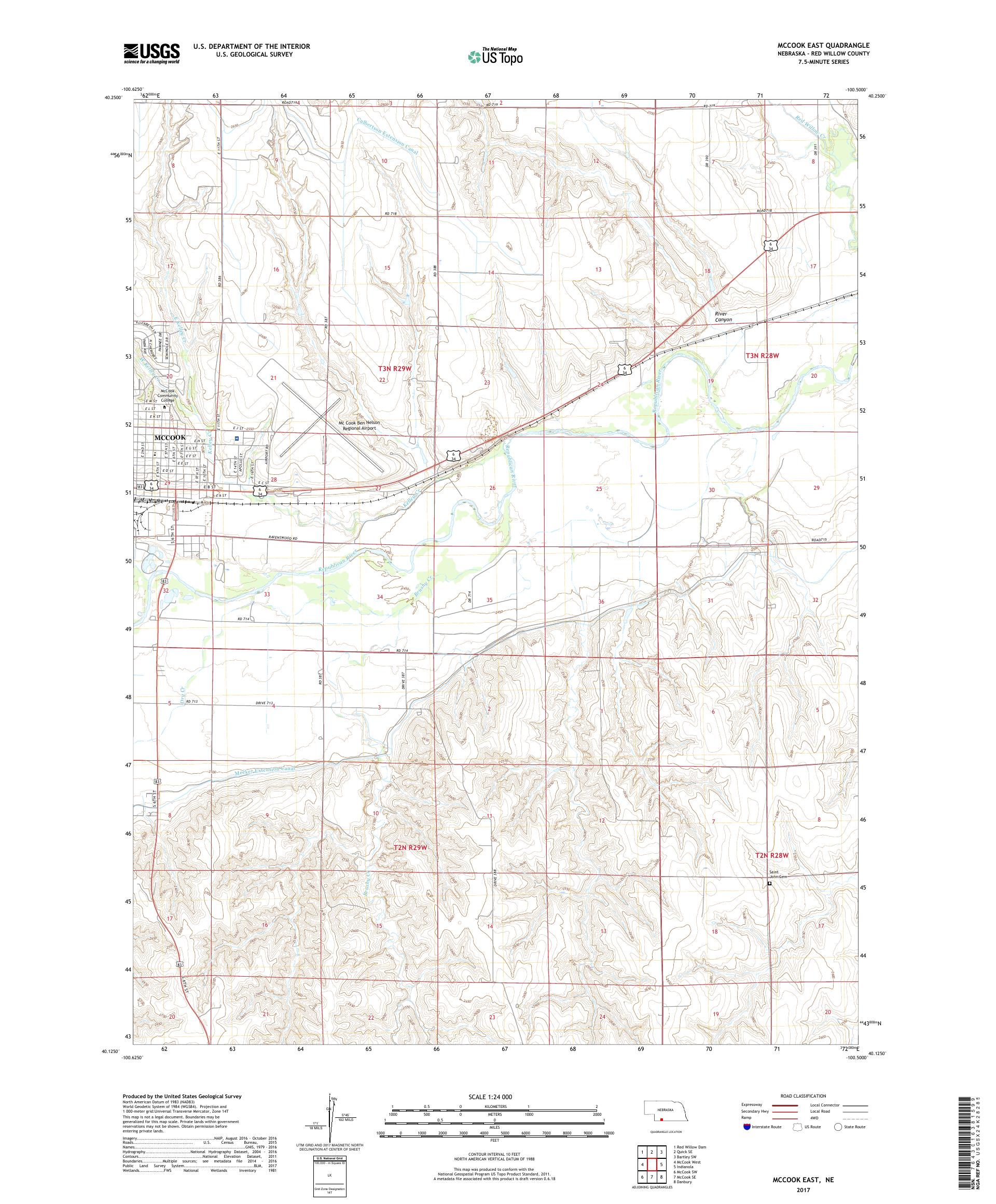 MyTopo McCook East, Nebraska USGS Quad Topo Map