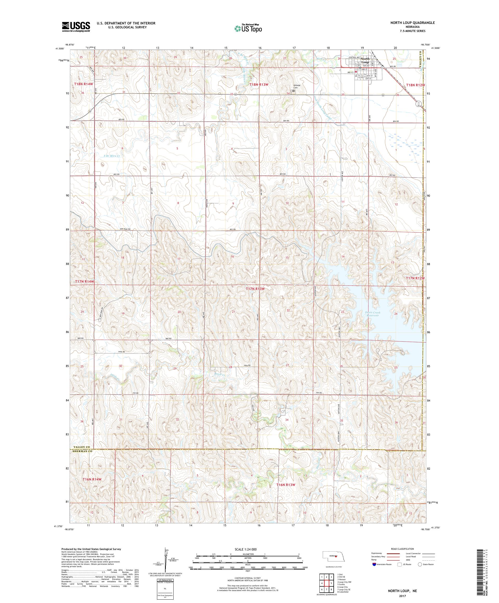 MyTopo North Loup, Nebraska USGS Quad Topo Map